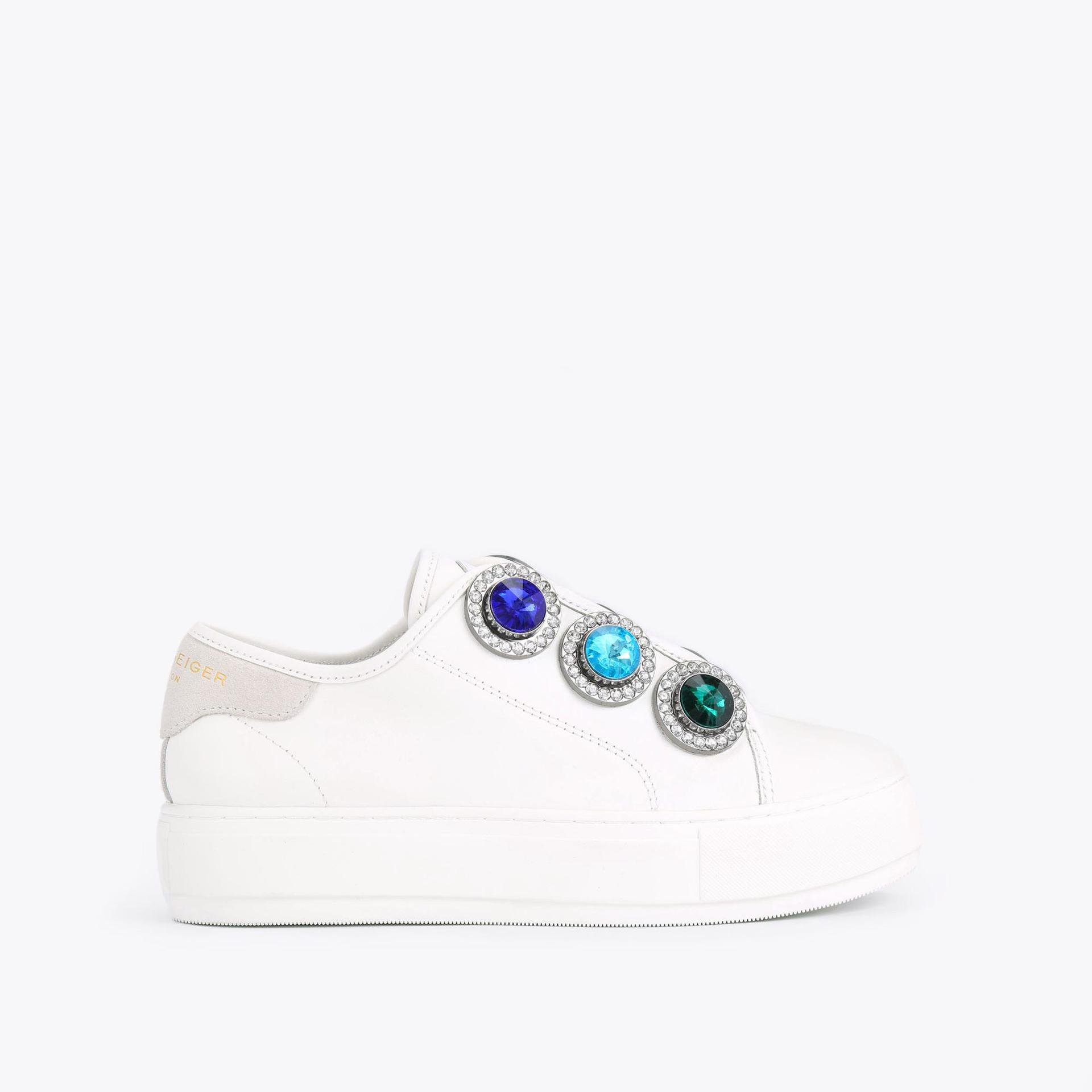 LANEY OCTAVIA White Leather Slip On Sneakers by KURT GEIGER LONDON