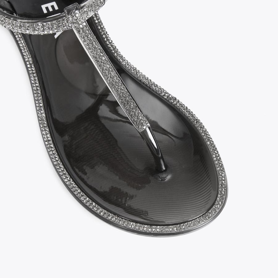 SPARKLE Black T Post Sandals by CARVELA