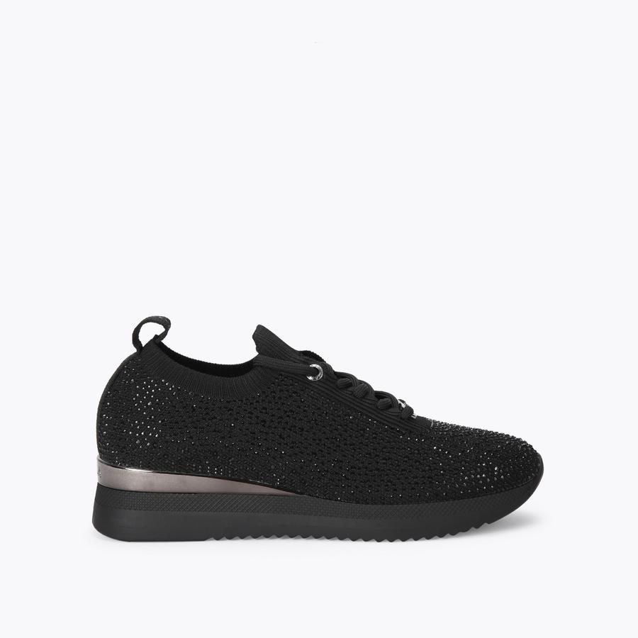 JANEIRO LACE JEWEL Black Lace Up Trainers by CARVELA