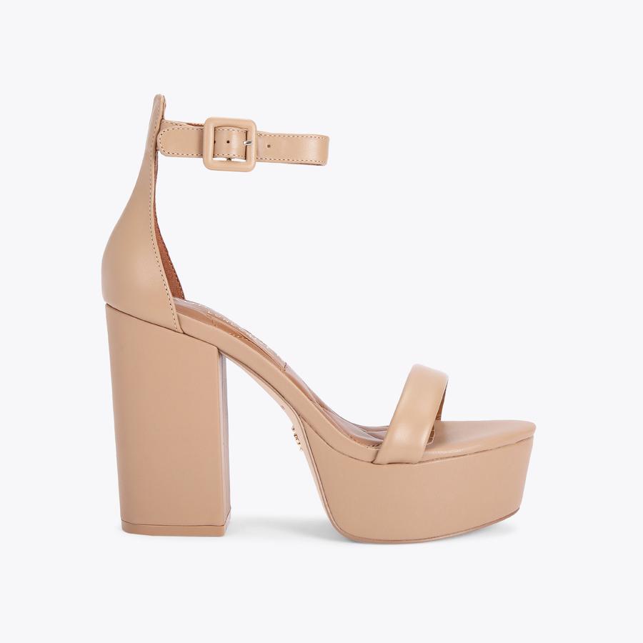 Camel colored platform pumps on sale