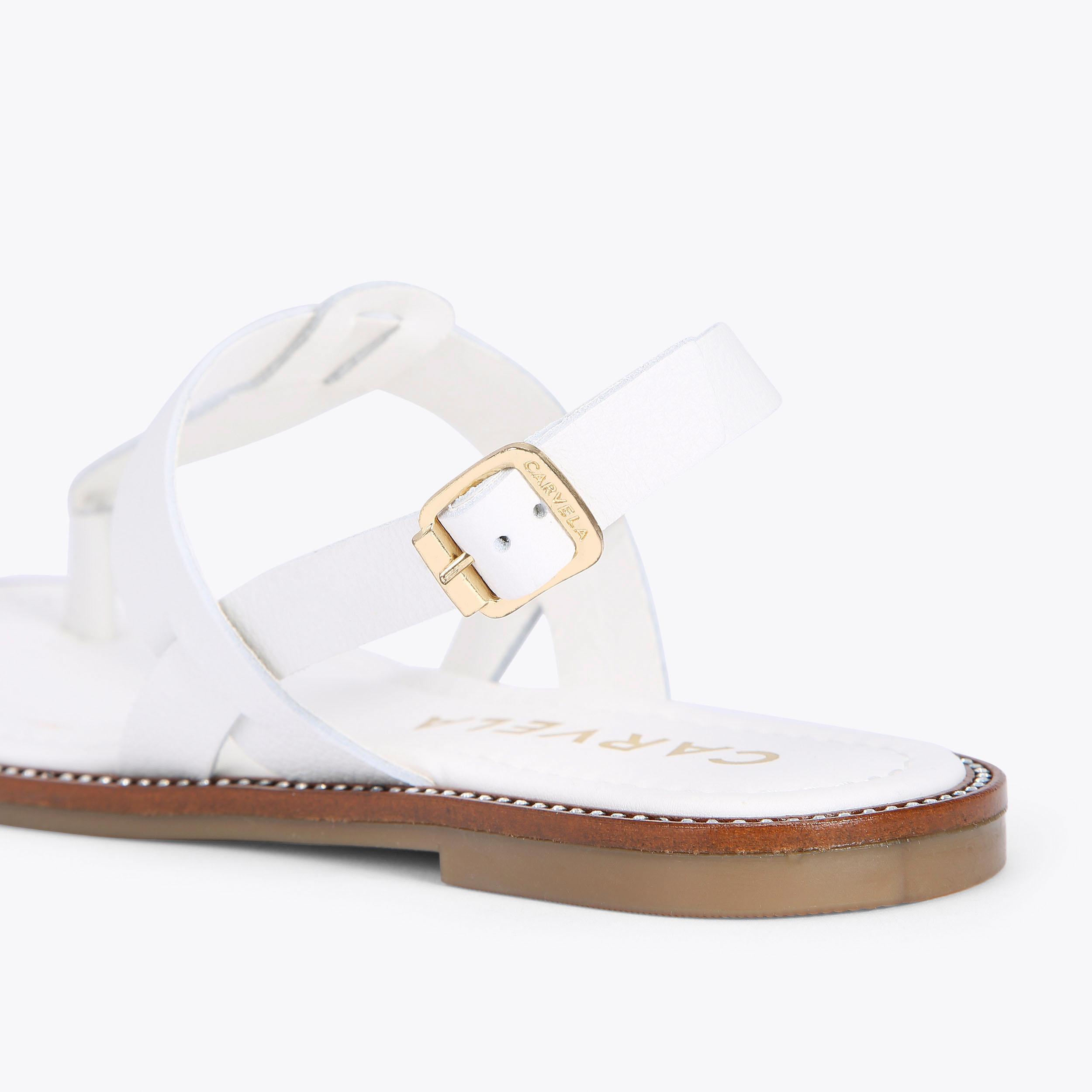 HORIZON White Leather Sandal by CARVELA