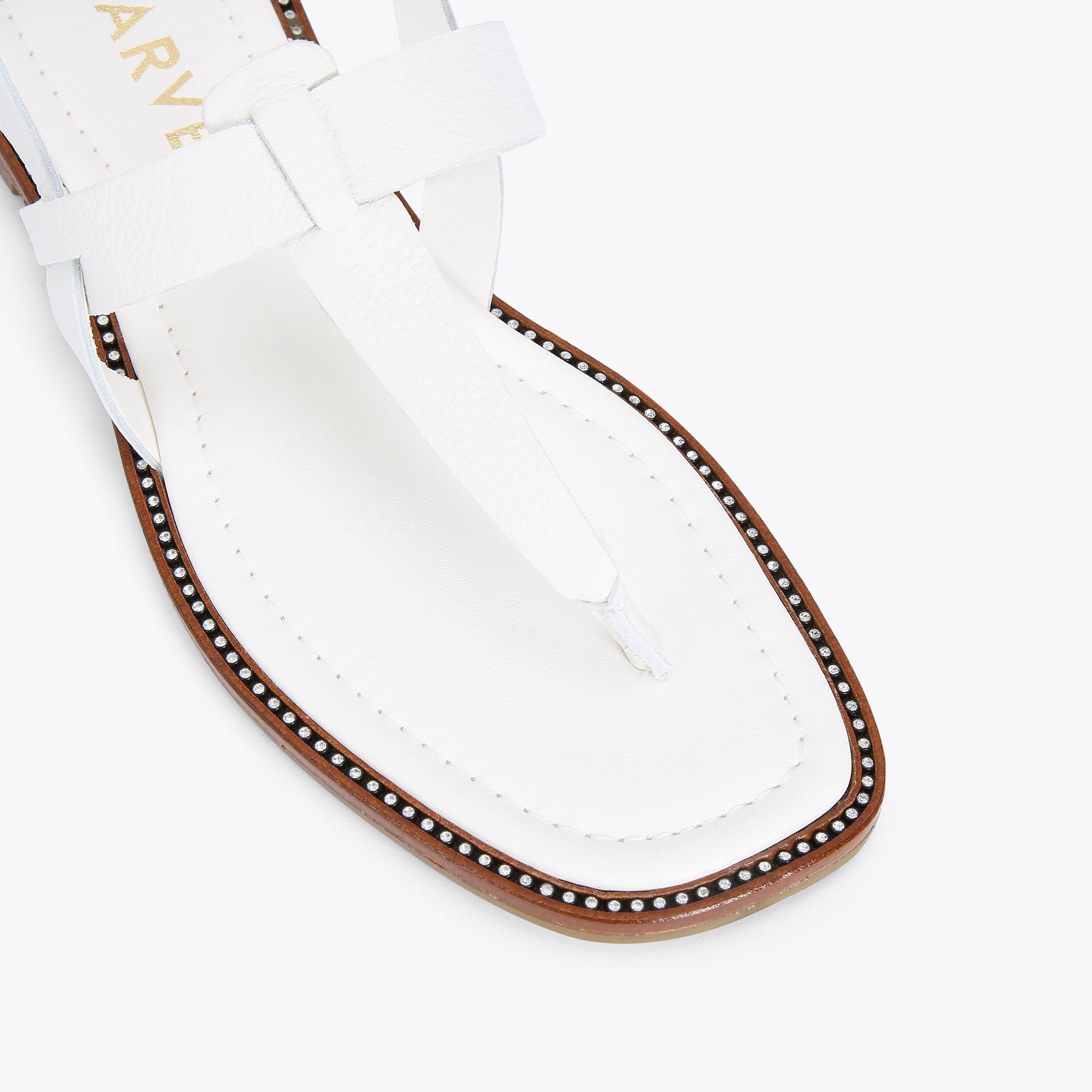 サンダル・ミュール WHITE LEATHER SANDALS HORIZON White Leather Sandal by CARVELA