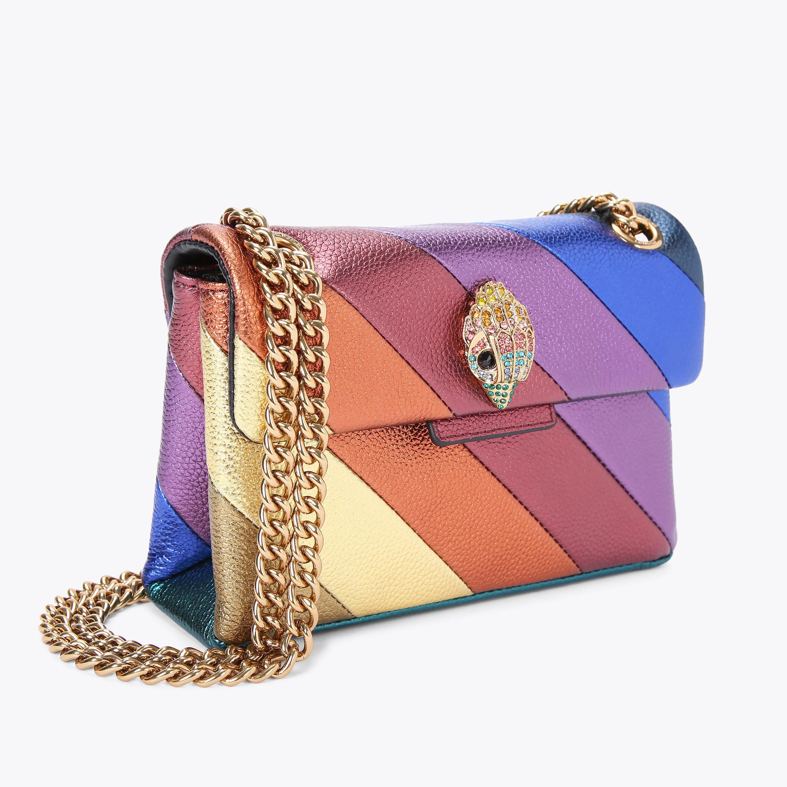 MINI KENSINGTON LEATHER Rainbow Stripe Cross Body Bag by KURT GEIGER LONDON