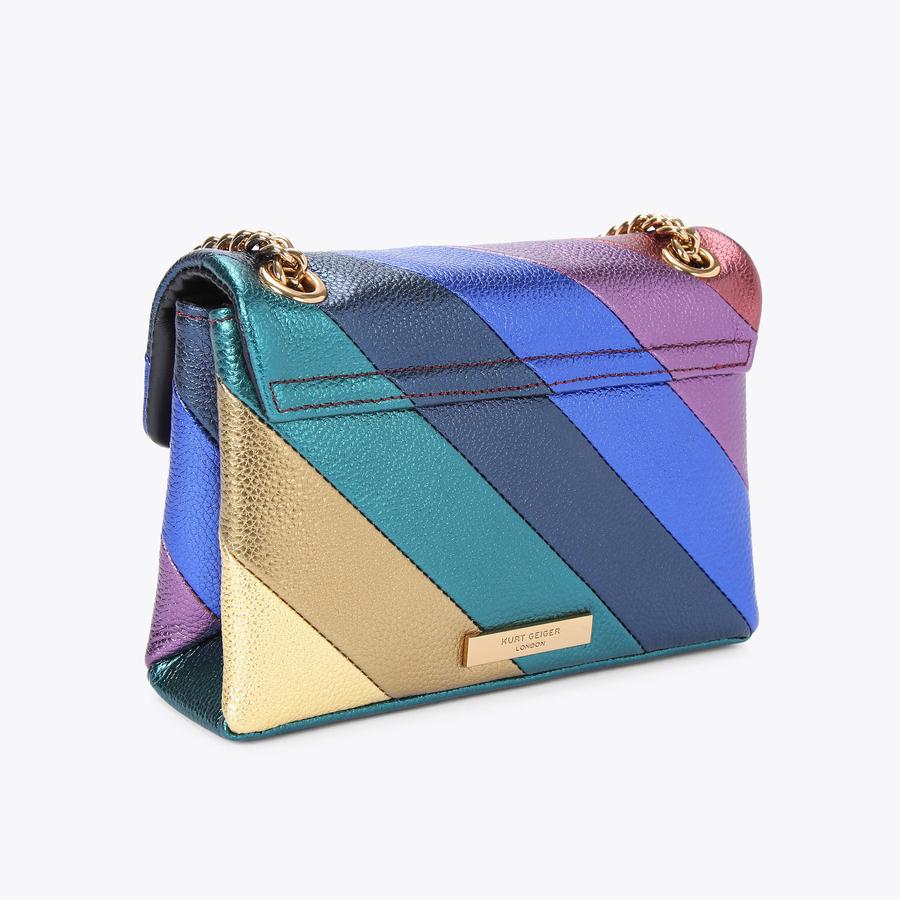 MINI KENSINGTON LEATHER Rainbow Stripe Cross Body Bag by KURT GEIGER LONDON