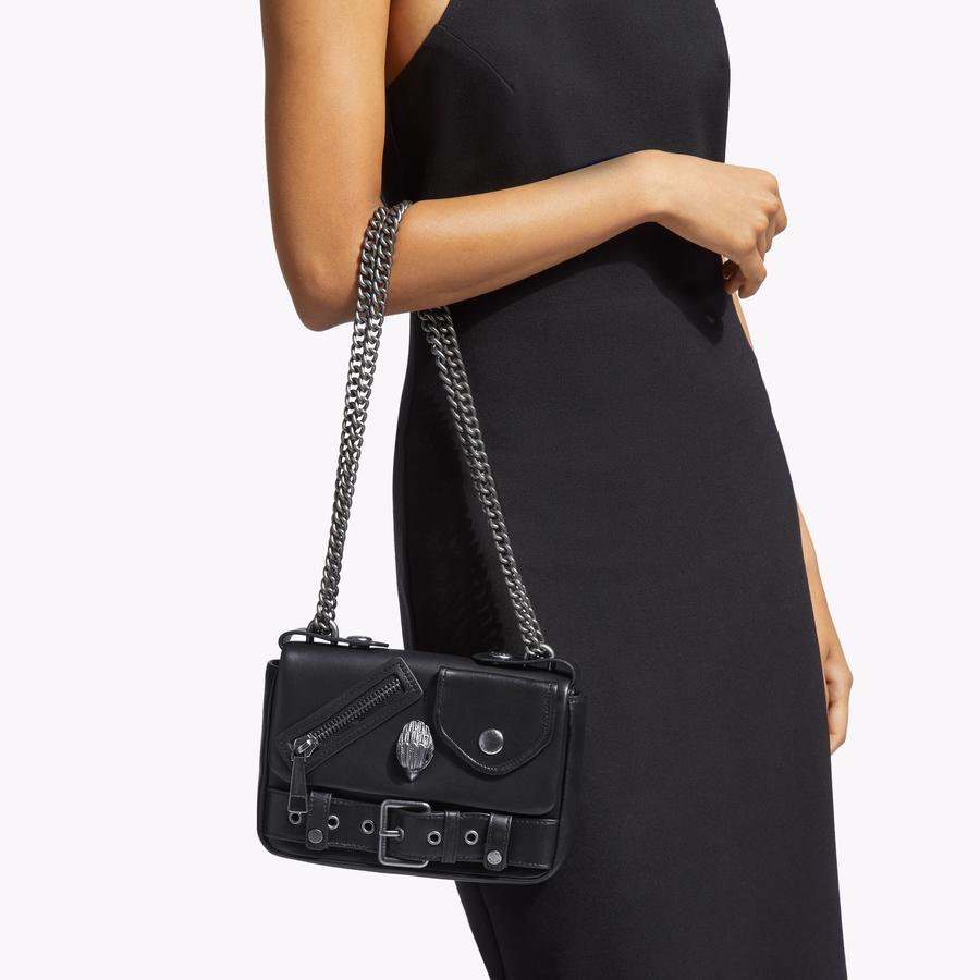 HACKNEY SM BAG Black leather cross body bag by KURT GEIGER LONDON