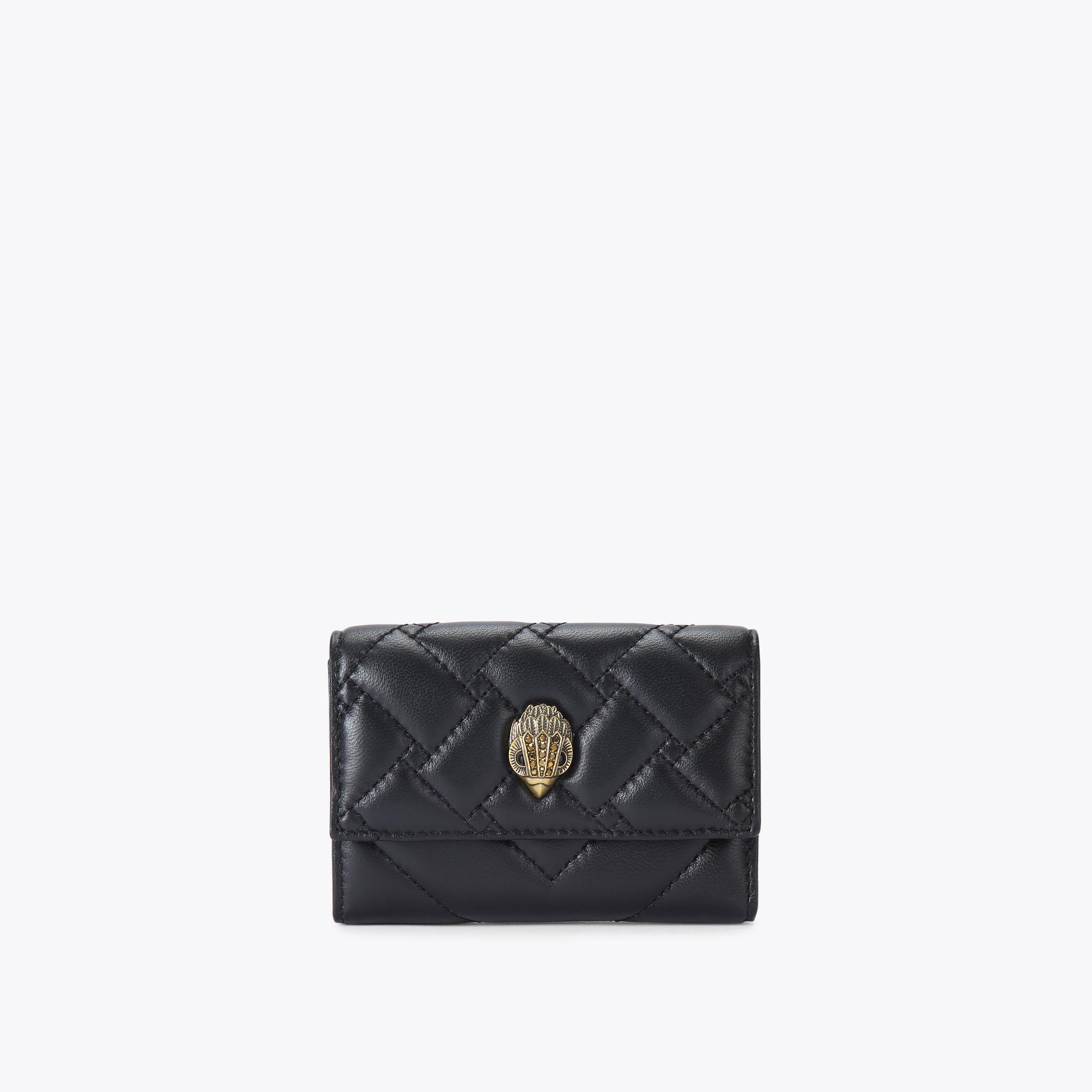 FLAP MULTI CARD HOLDER Black Quilted Purse by KURT GEIGER LONDON