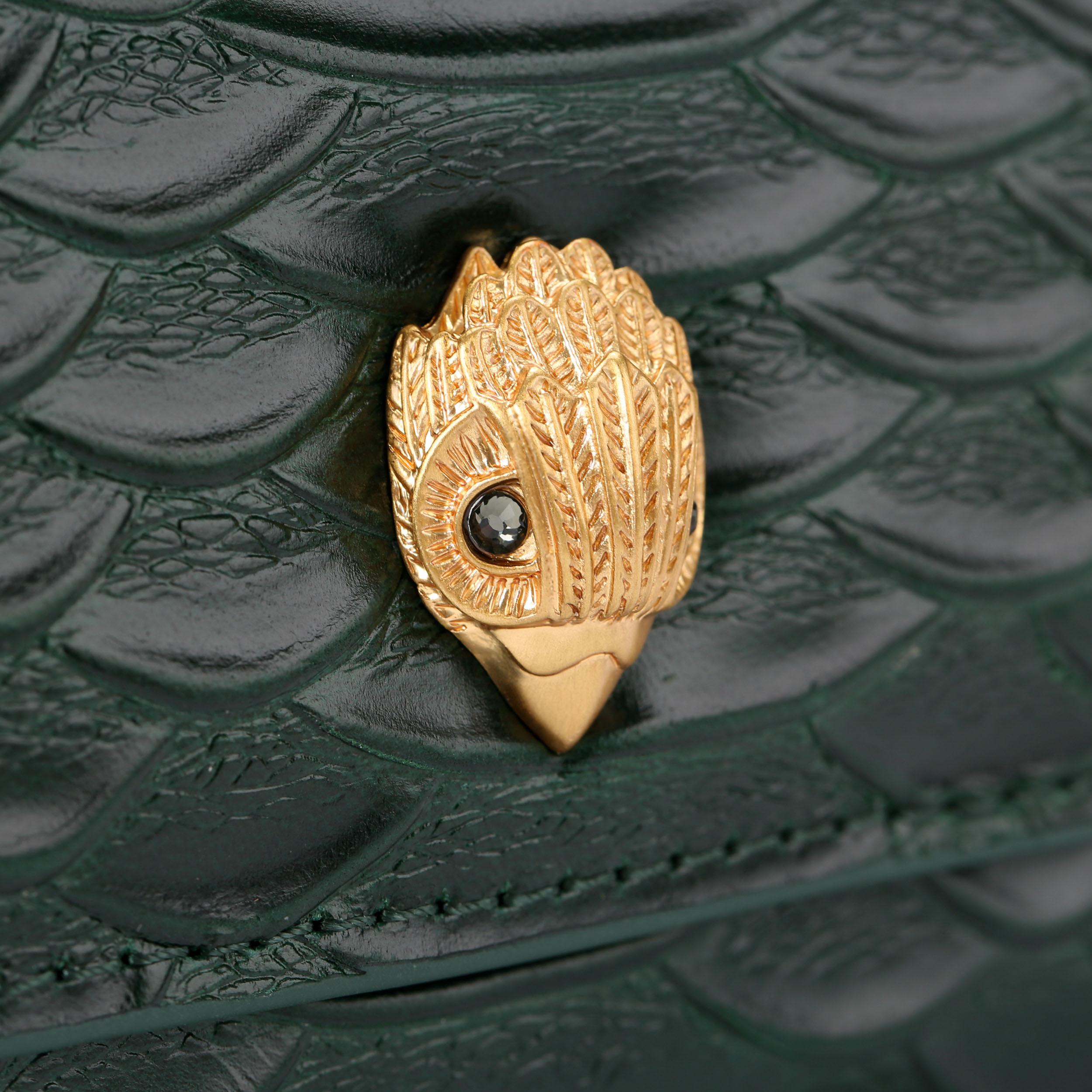 FLAP MULTI CARD HOLDER Dark Green Lizard Purse by KURT GEIGER LONDON