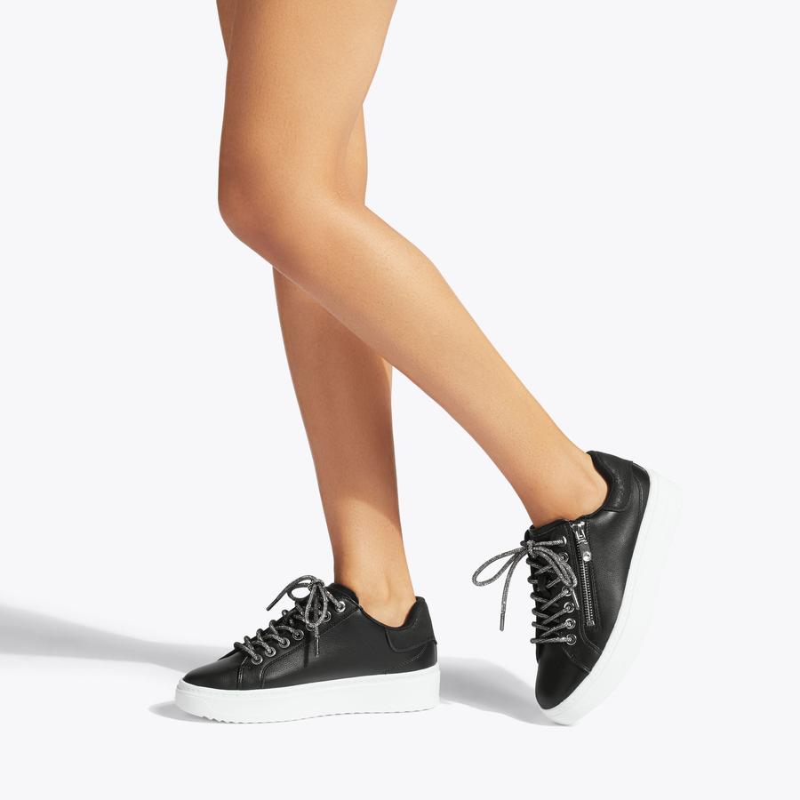 ENCHANTED LACE SNEAKER Black Glitter Trainers by CARVELA