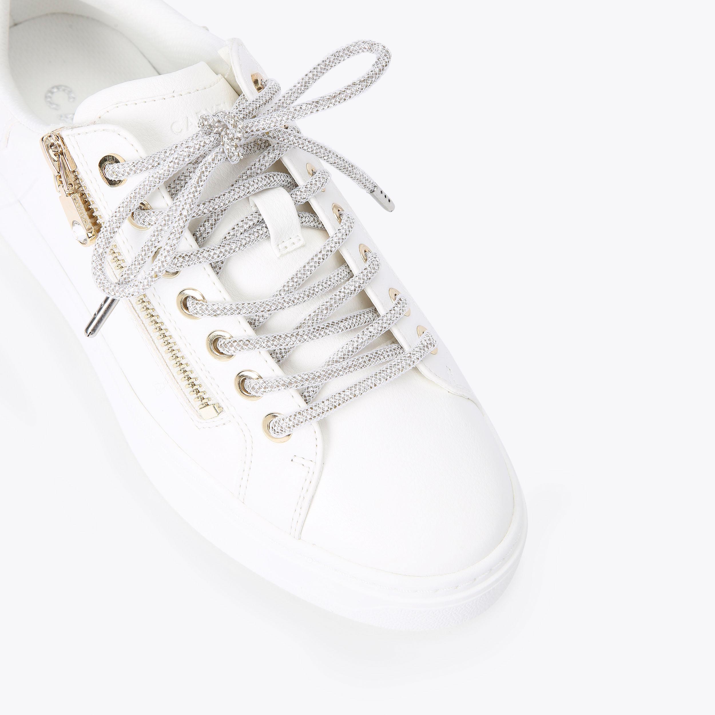 Carvela light lace up trainers white online