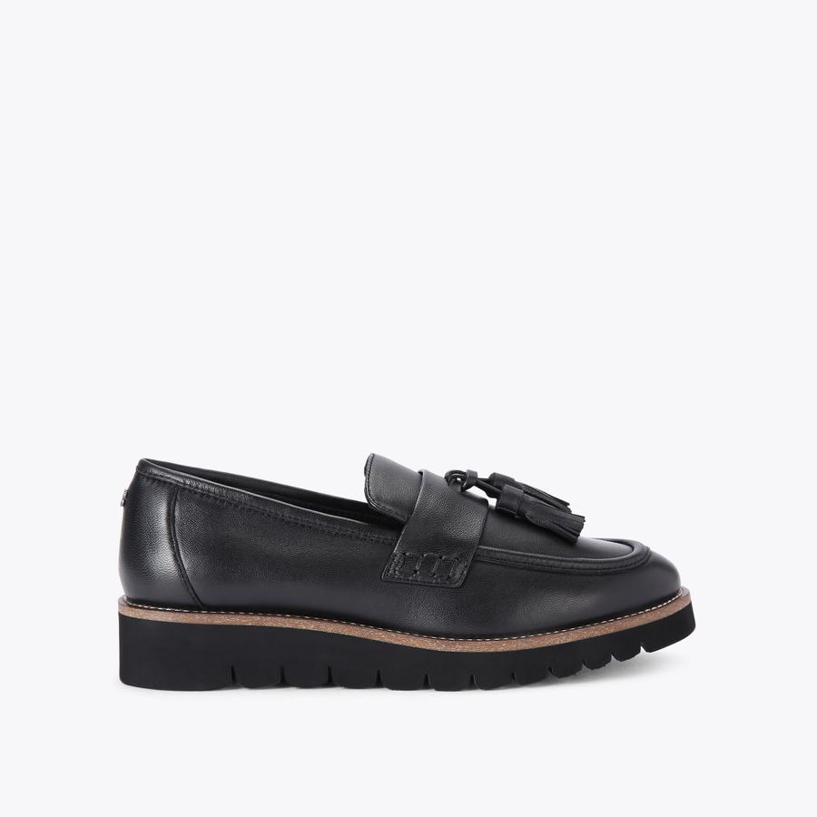GRANGE Black Leather Slip On Shoes by CARVELA