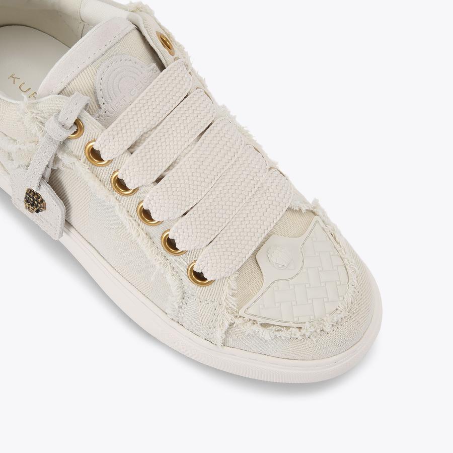 SOUTHBANK TAG White Denim Frayed Sneaker by KURT GEIGER LONDON SOUTHBANK TAG White Denim Frayed Sneaker by KURT GEIGER LONDON