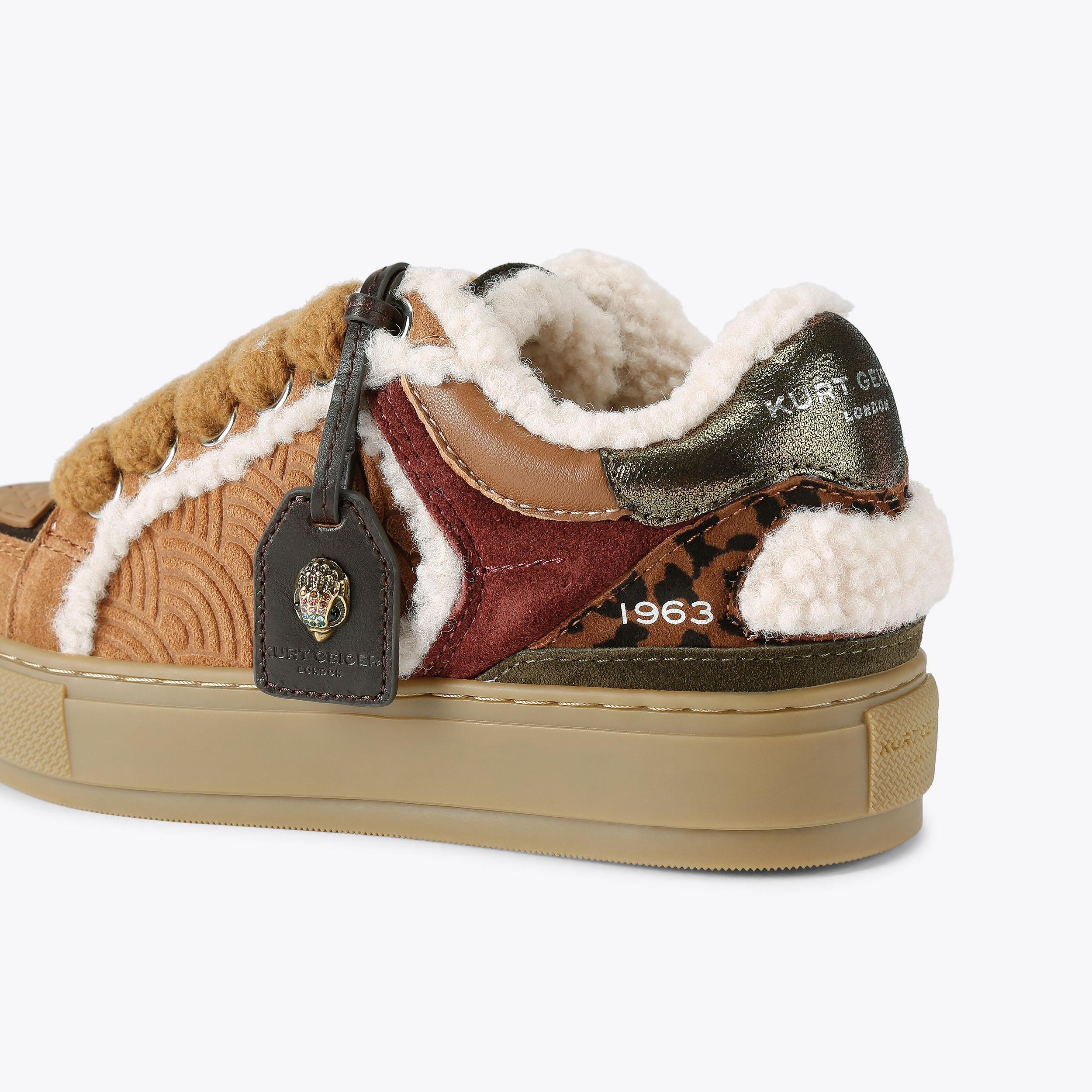 SOUTHBANK TAG Brown Suede Borg Sneaker by KURT GEIGER LONDON
