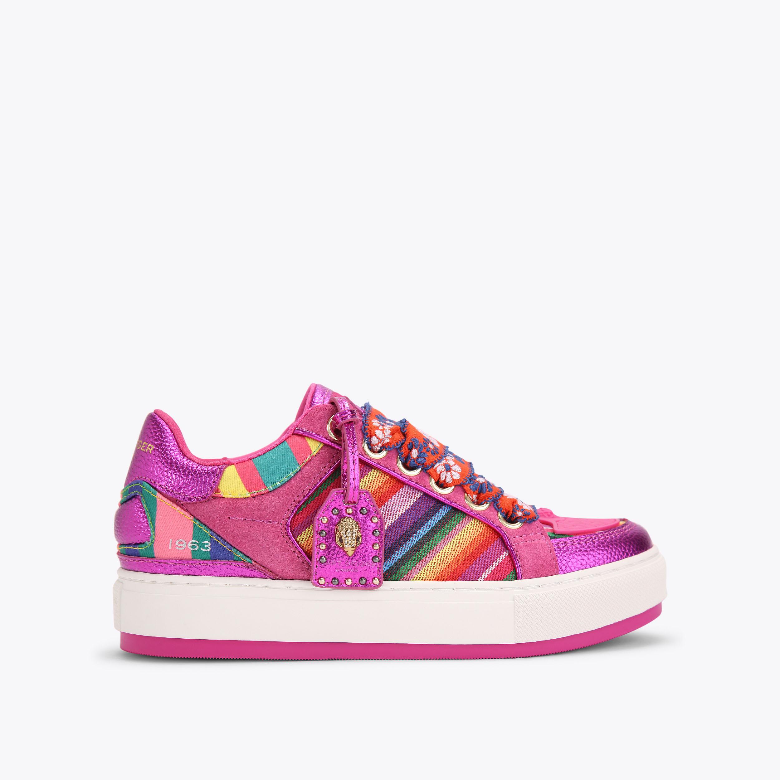 carvela by kurt geiger SOUTHBANK TAG Pink Leather Sneakers by KURT GEIGER LONDON