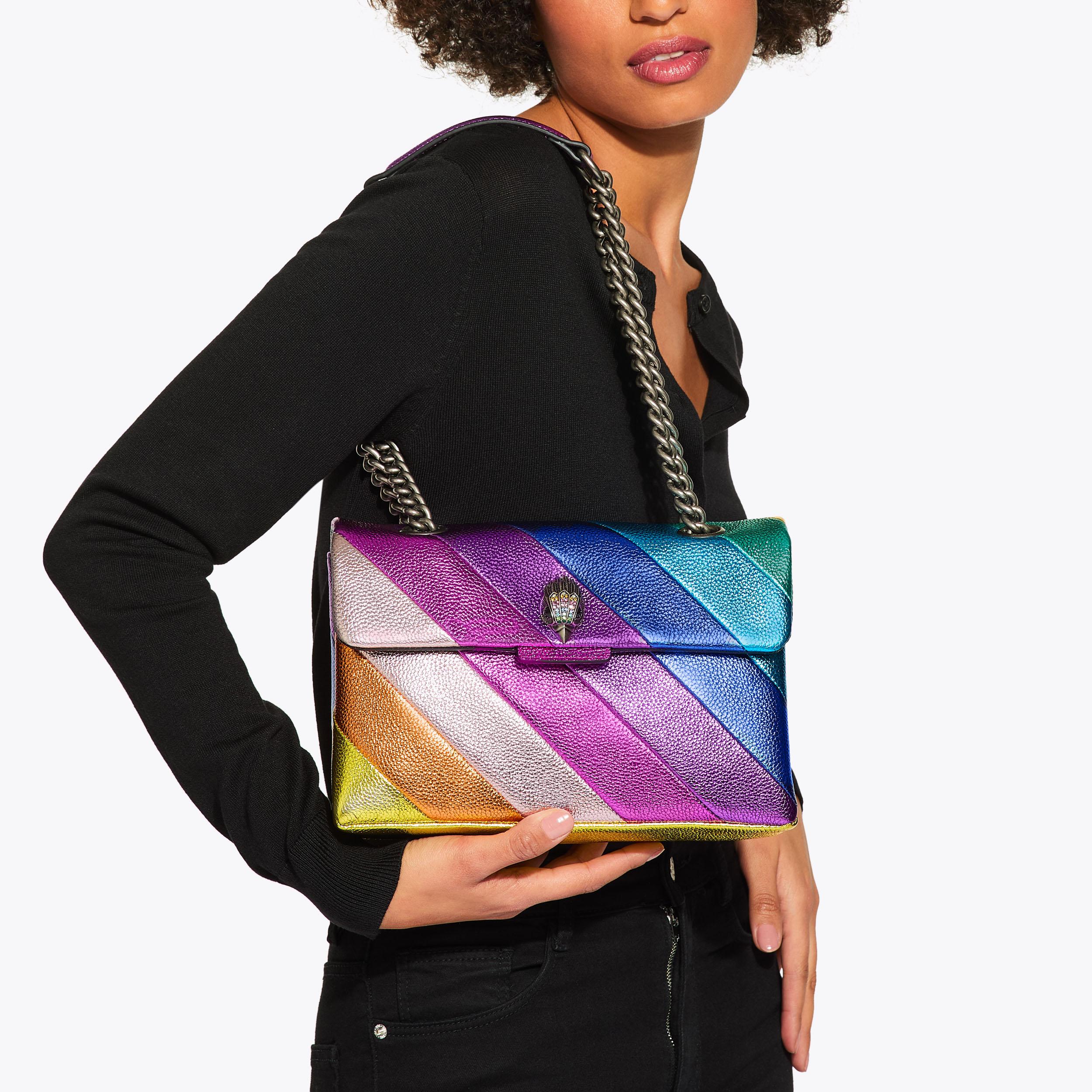 LEATHER KENSINGTON BAG Leather Rainbow Metallic Shoulder Bag by KURT