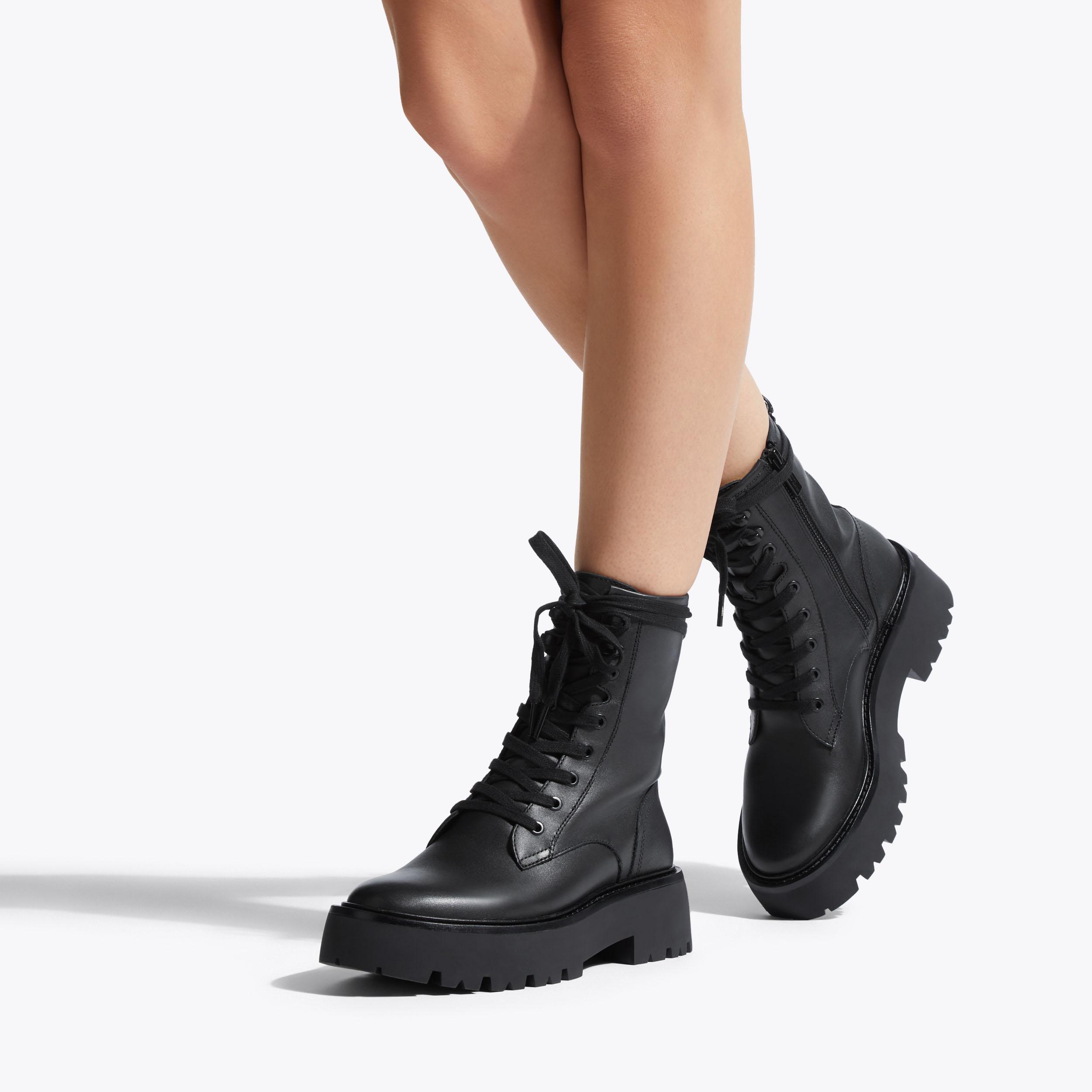 Black leather lace up boots best sale