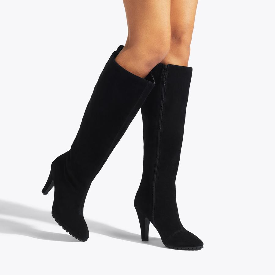 SHOREDITCH KNEE BOOTIE Black Suede Leather Boots by KURT GEIGER LONDON