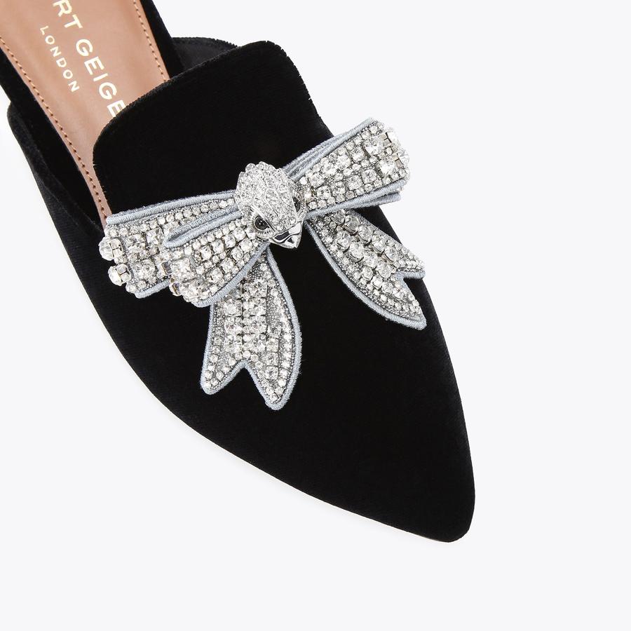 OLIVE CRYSTAL BOW Black Slip On Shoes by KURT GEIGER LONDON OLIVE CRYSTAL BOW Black Slip On Shoes by KURT GEIGER LONDON