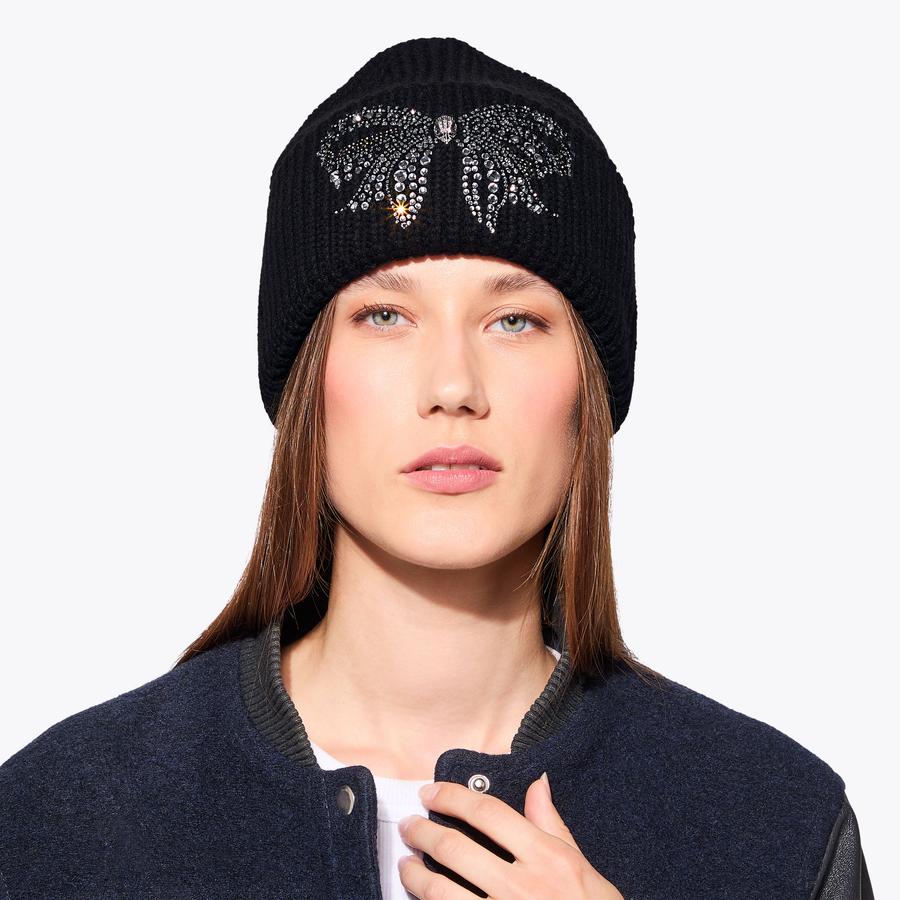 BELGRAVIA BOW BEANIE Black Bow Crystal Beanie by KURT GEIGER  display picture 3