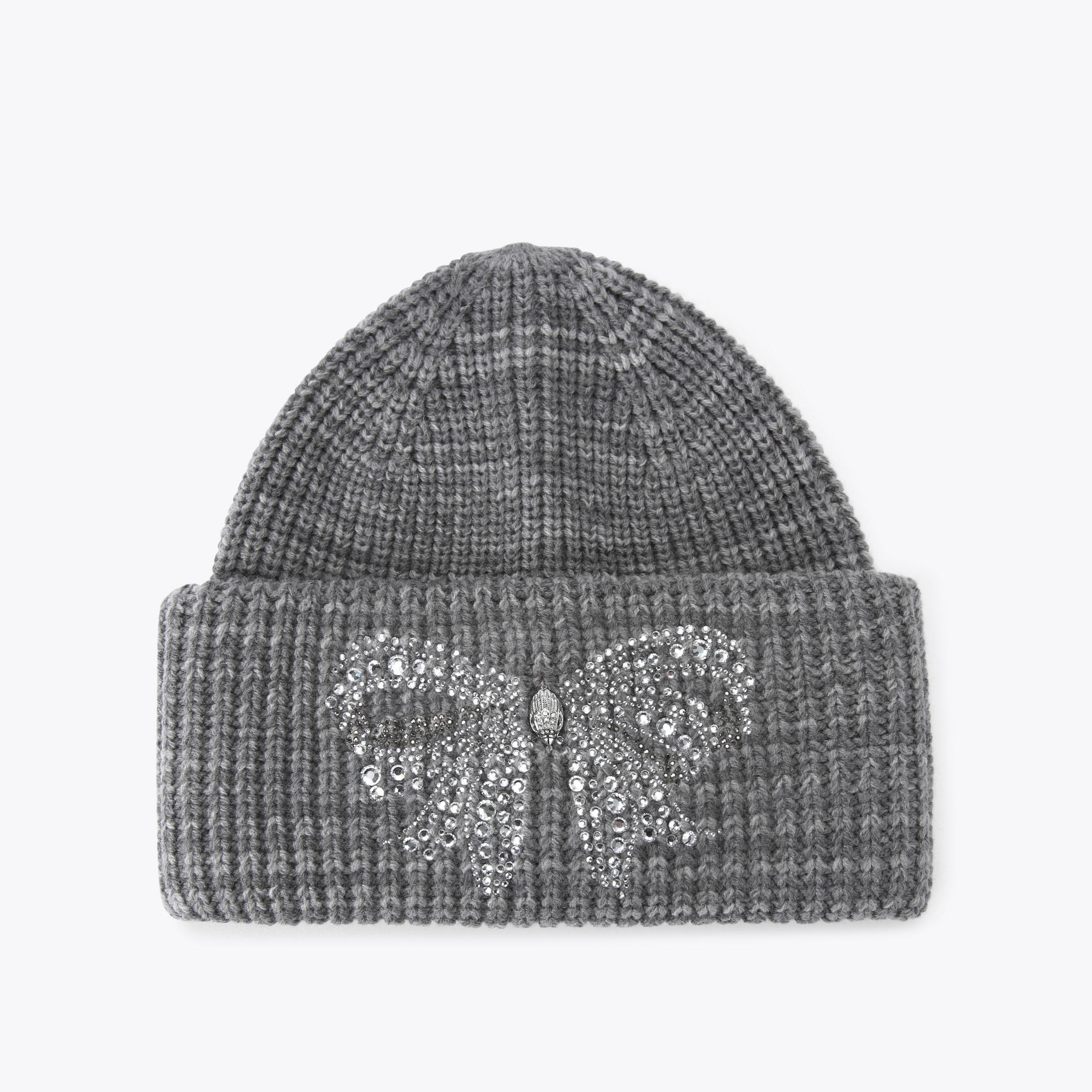 BELGRAVIA BOW BEANIE Grey Knitted Beanie by KURT GEIGER LONDON