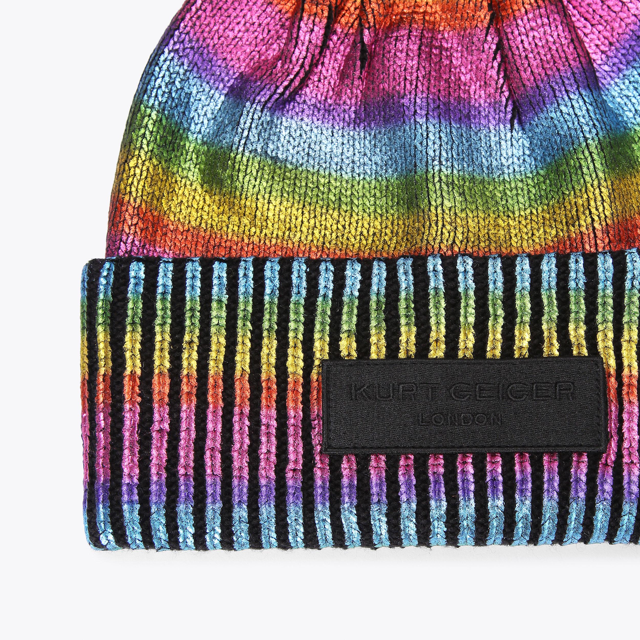 METALLIC RIB BEANIE Rainbow Metallic Beanie by KURT GEIGER
