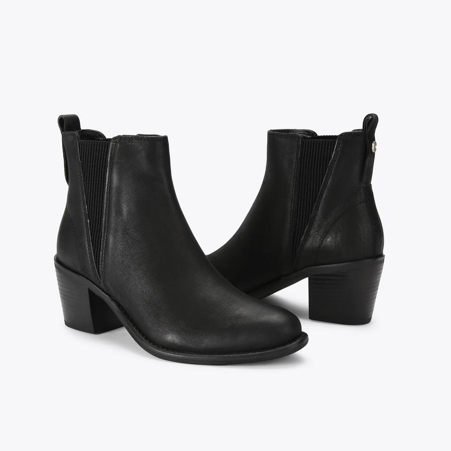 SECIL CHELSEA Black Leather Ankle Boots by CARVELA Carvela 7.5 pull on tall Chelsea Pointy Ankle Boots Booties Black Leather Studs main image 0