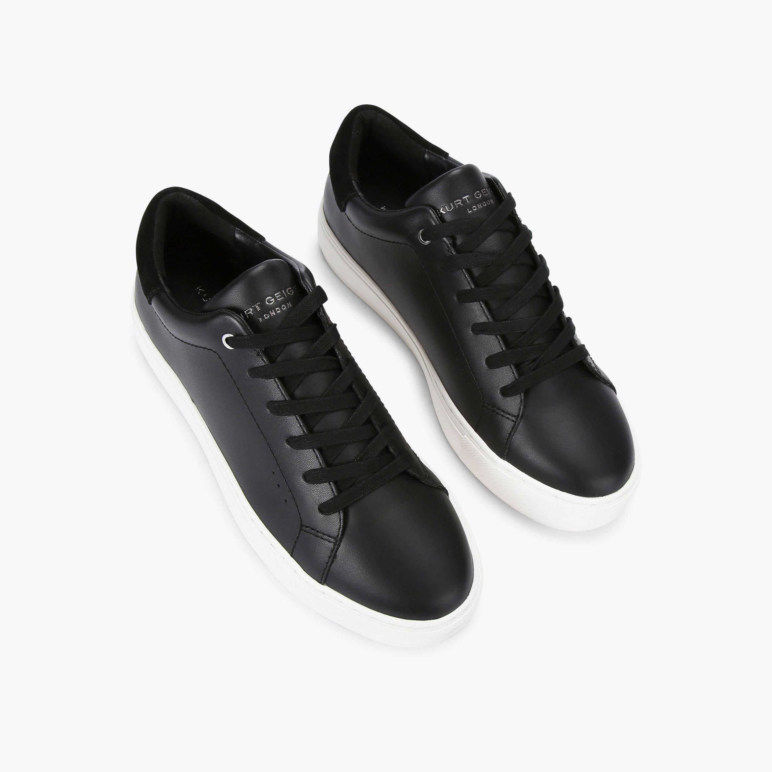 Mens black trainers with white soles online