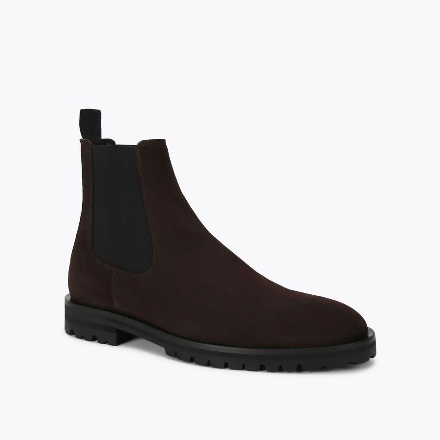 HUNT CHELSEA Brown Suede Leather Chelsea Boots by KURT GEIGER LONDON
