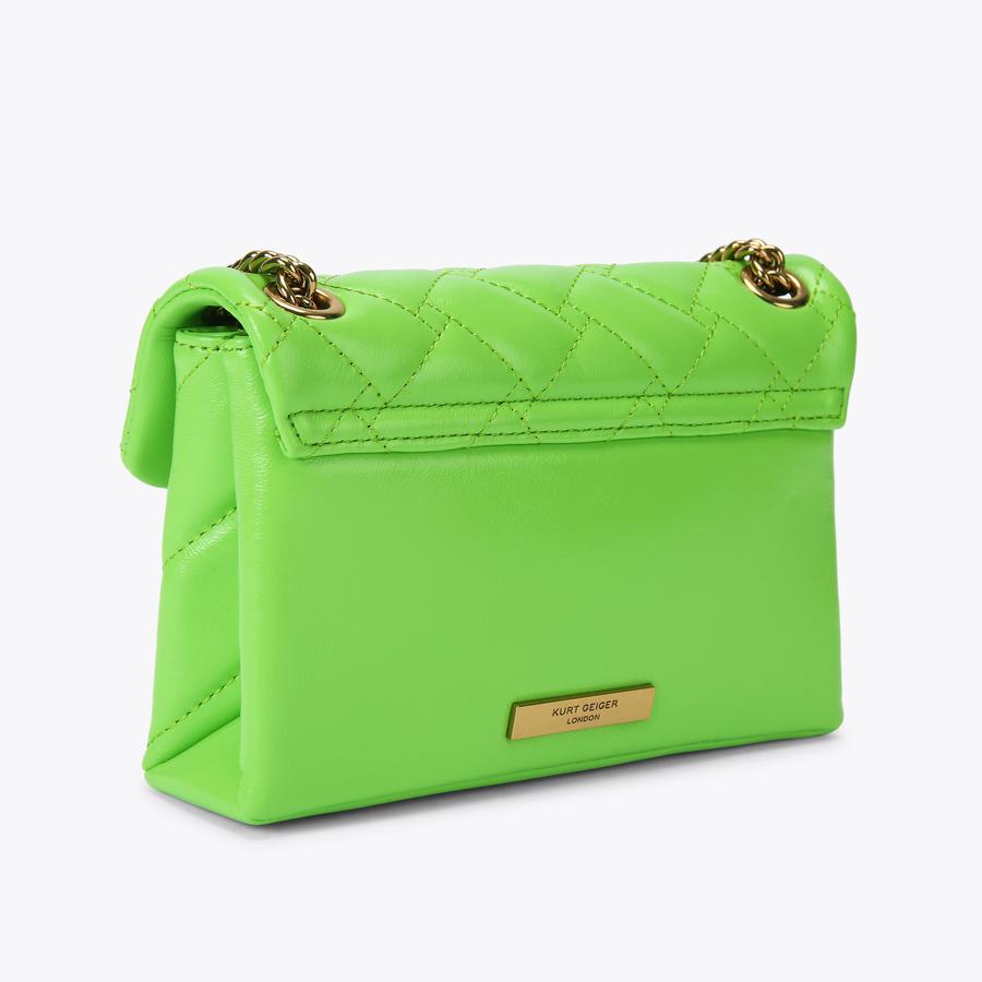 LEATHER MINI KENSINGTON Lime Green Cross Body Bag by KURT GEIGER LONDON