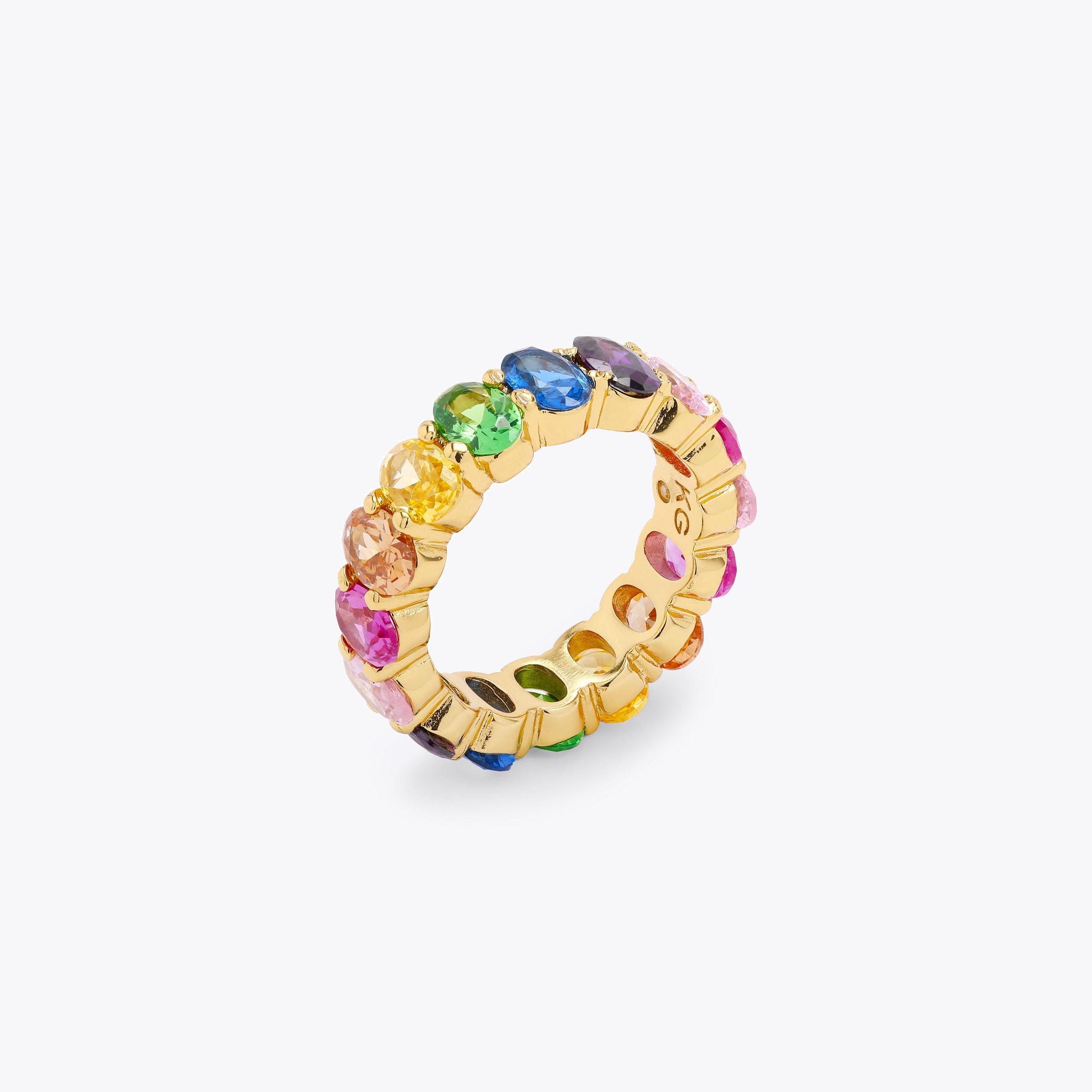 OVAL MIX BAND Rainbow Crystal Ring by KURT GEIGER LONDON