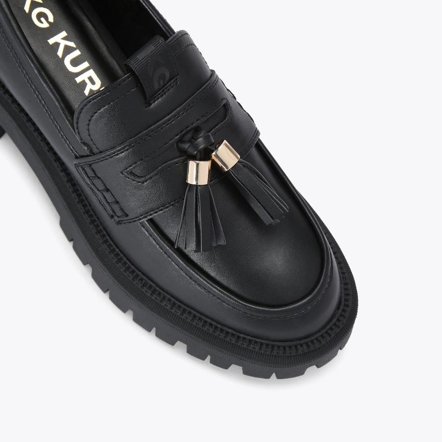 MAGGIE Black Tassel Flat Loafer by KG KURT GEIGER
