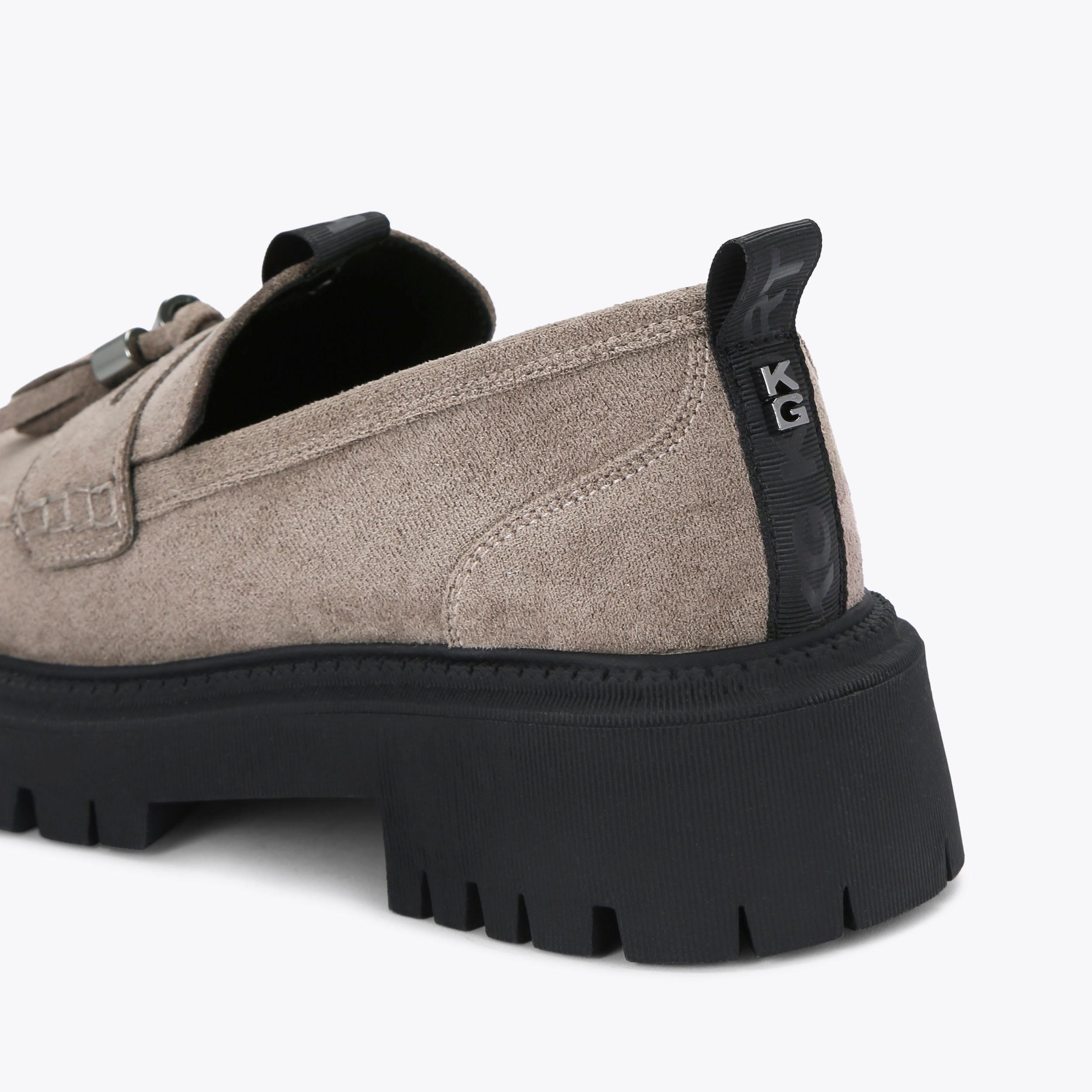 MAGGIE Taupe Suedette Loafers by KG KURT GEIGER