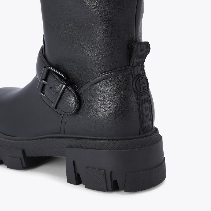 TREKKER KNEE BIKER Black Knee High Boot by KG KURT GEIGER