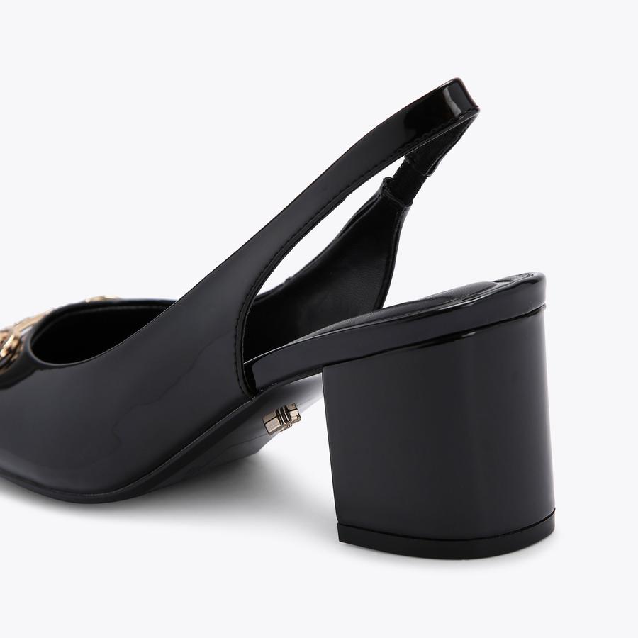 ★KIRSH★ Pocket Utility Slingback Black Black Tully Leather Ruched-Strap Slingback Pumps - CHARLES