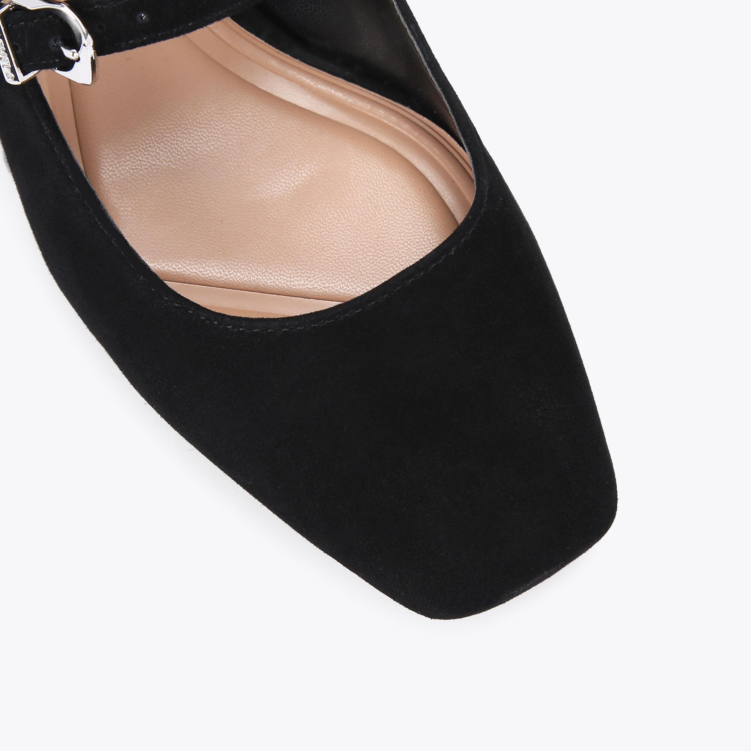Carvela Black Suede Shoes Womens Flat HARPER Black Suede Mary Jane