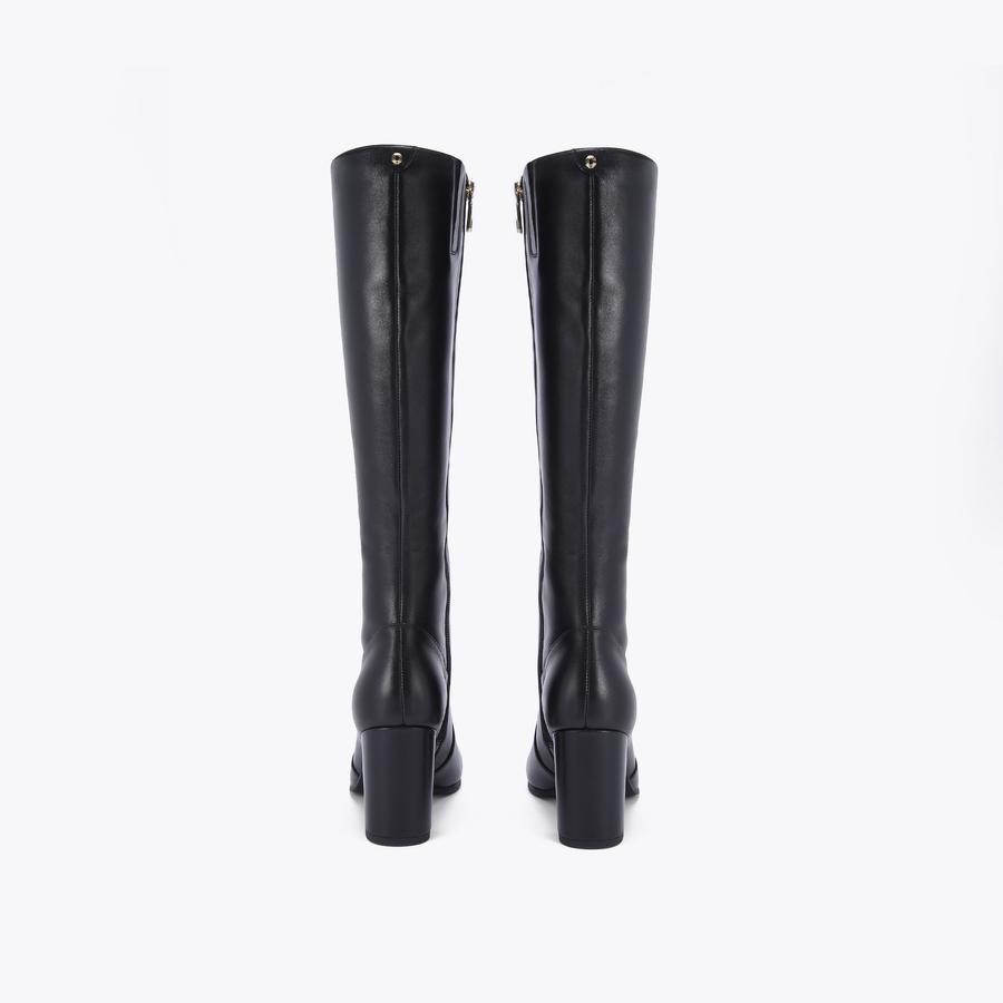 POSE KNEE HIGH Black Knee High Leather Boots by CARVELA