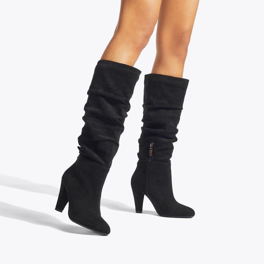 SLINKY KNEE Black Knee High Scrunch Boot by KG KURT GEIGER