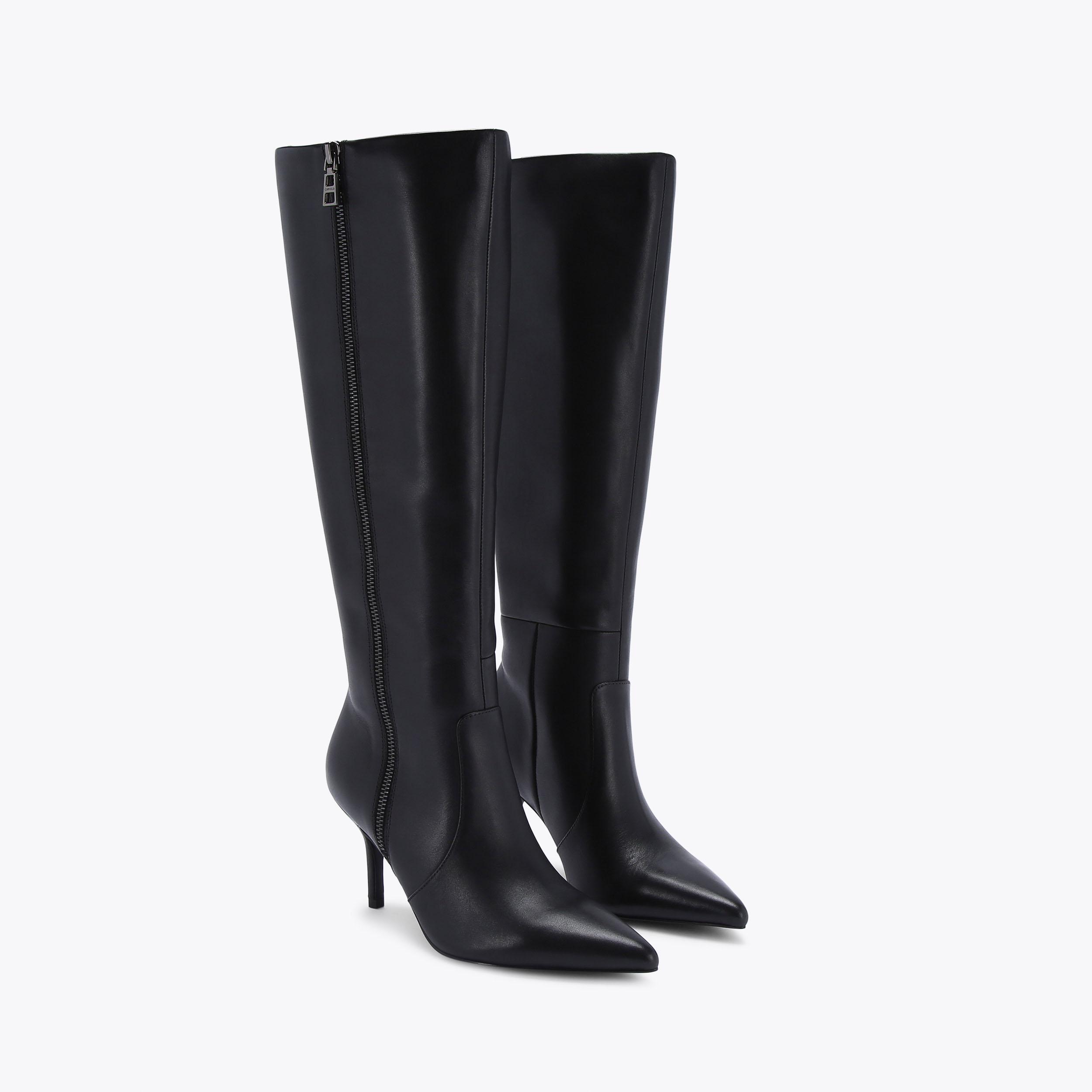 RUNWAY KNEE HIGH Black Leather Knee High Boots by CARVELA