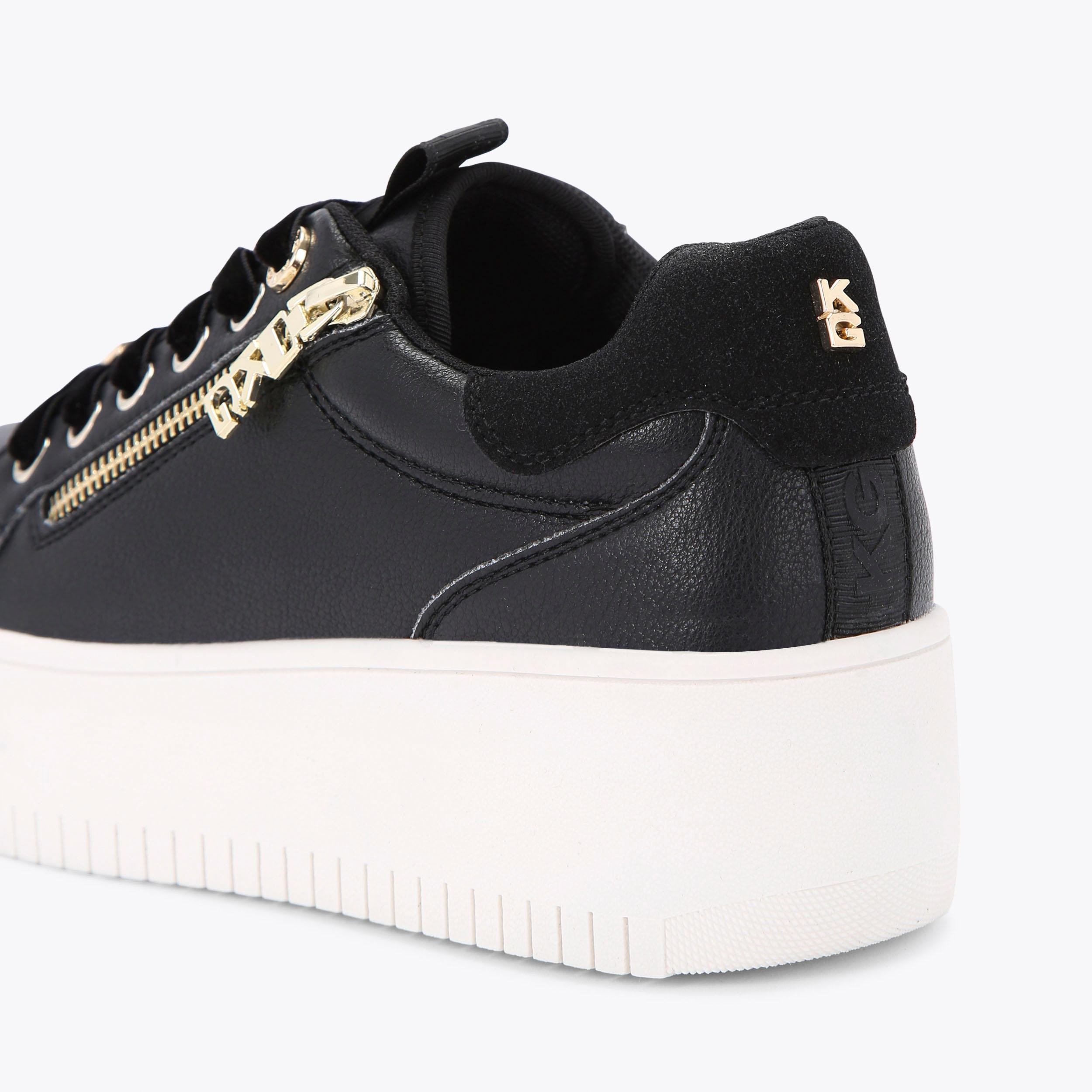 Kurt geiger black and gold sales trainers