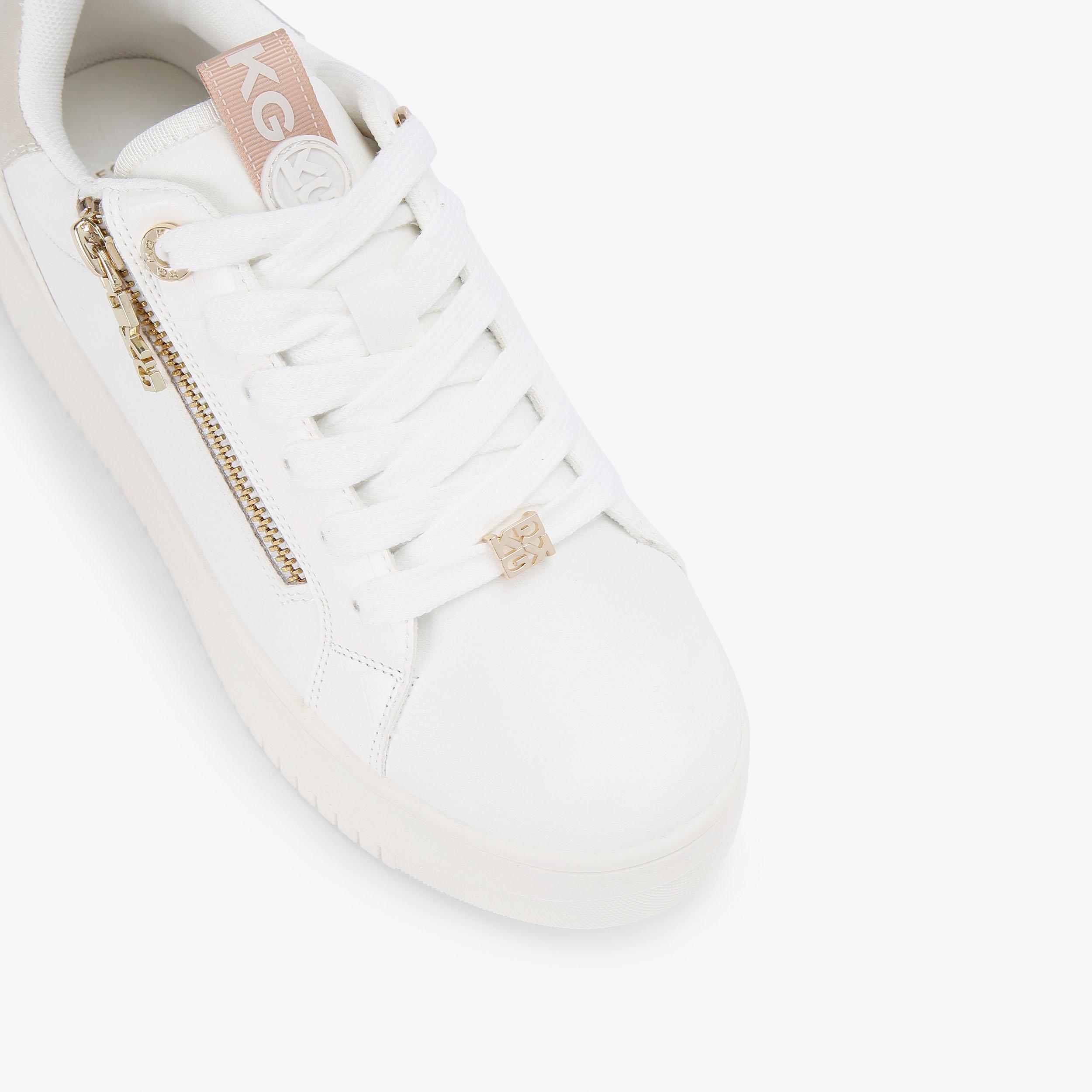 LESLIE SIDE ZIP Zip White Trainer by KG KURT GEIGER