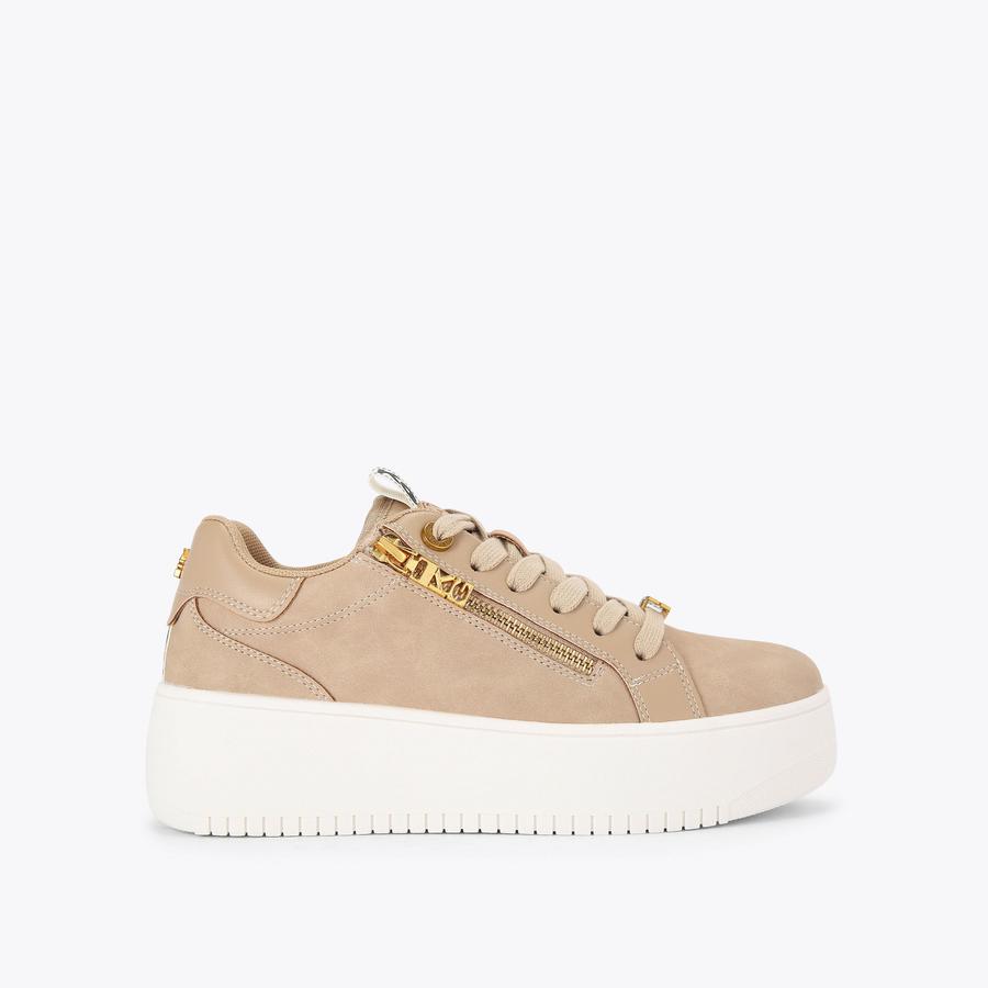 LESLIE SIDE ZIP Camel Zip Sneaker by KG KURT GEIGER