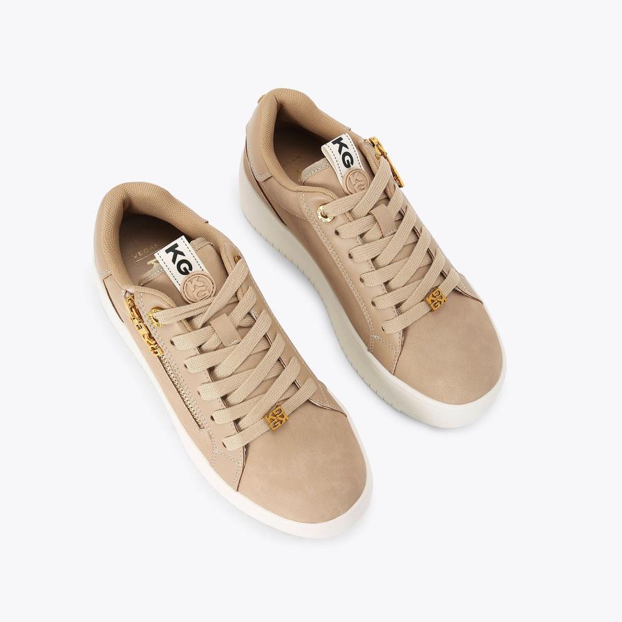 LESLIE SIDE ZIP Camel Zip Sneaker by KG KURT GEIGER