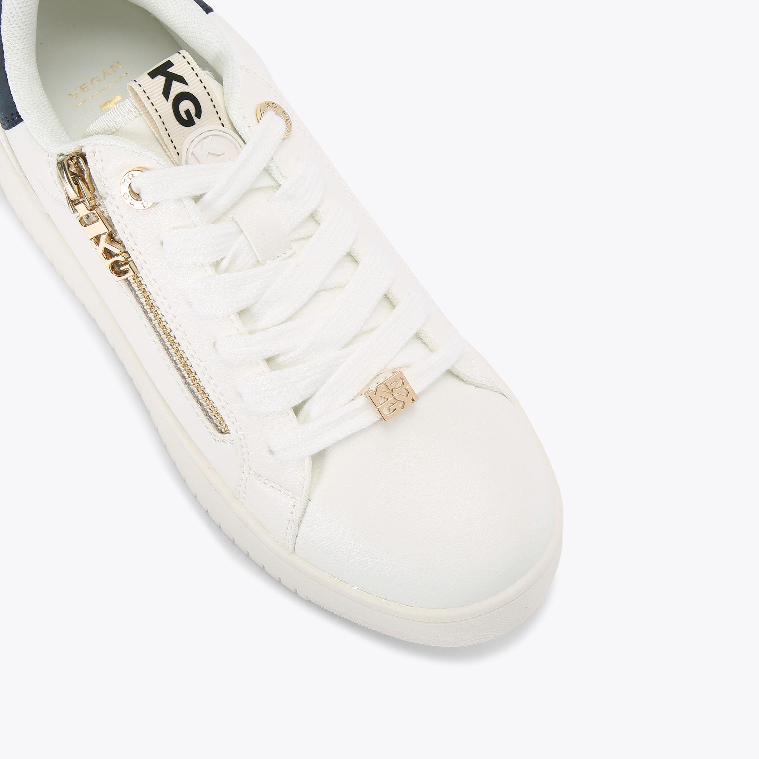 LESLIE SIDE ZIP White Zip Up Sneaker by KG KURT GEIGER