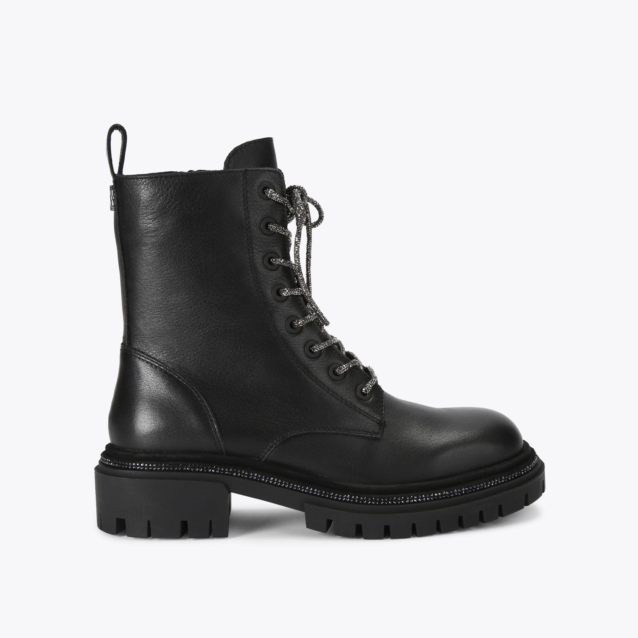 DAZZLE LACE UP black lace-up ankle boots by CARVELA