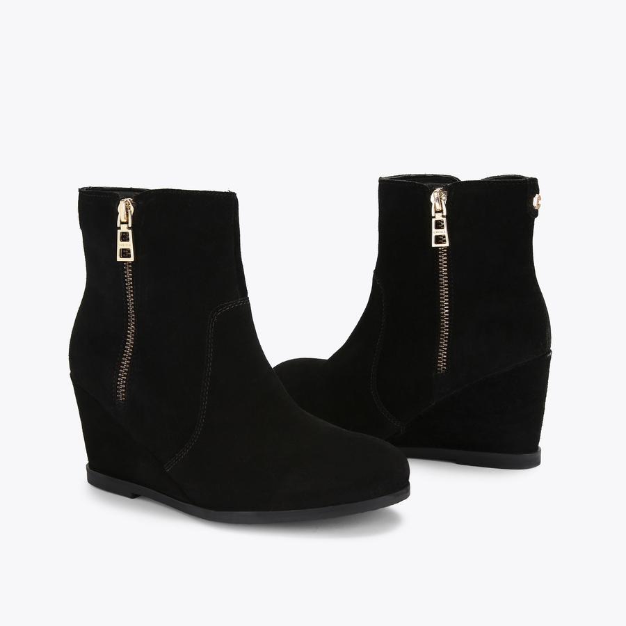 VERITY Black Suede Wedge Boots by CARVELA