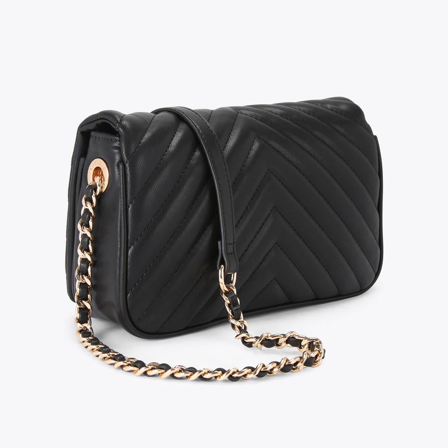 LOLA SHOULDER BAG Black Flap Over Bag by CARVELA