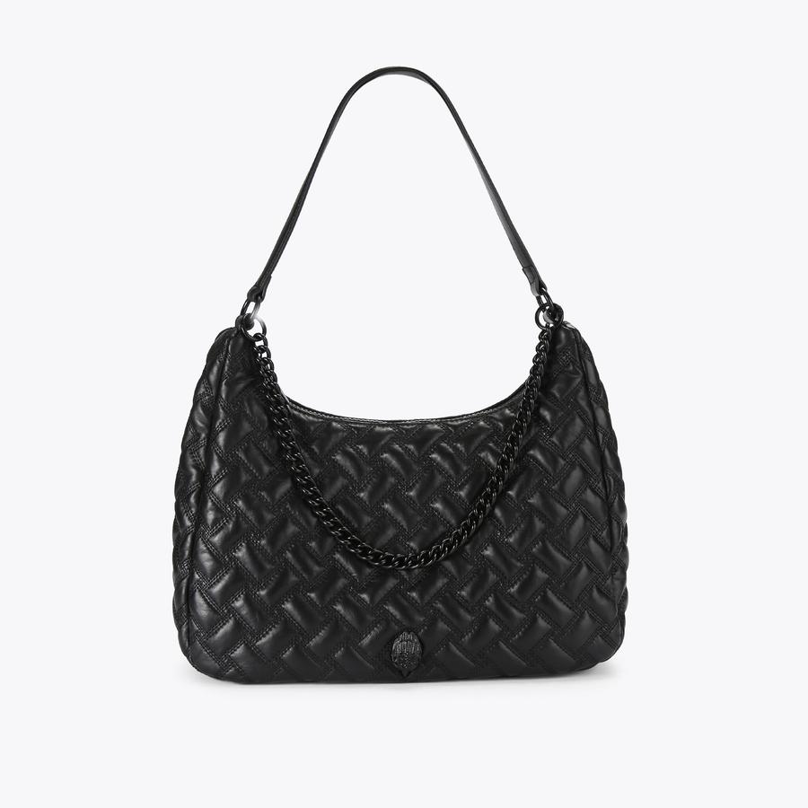 ★JILLSTUART★ Rev Black Nylon Logo Print Large Hobo Bag JLB Marc Jacobs Jumbled Logo Workwear Nylon Crossbody Bag