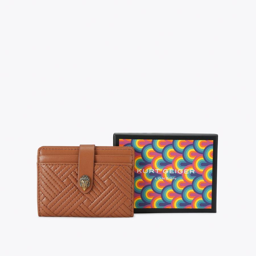 カート・ガイガー ロンドン  キルティングレザー二つ折り財布 MULTI CARD KENSINGTON Brown Leather Quilted Multi Card