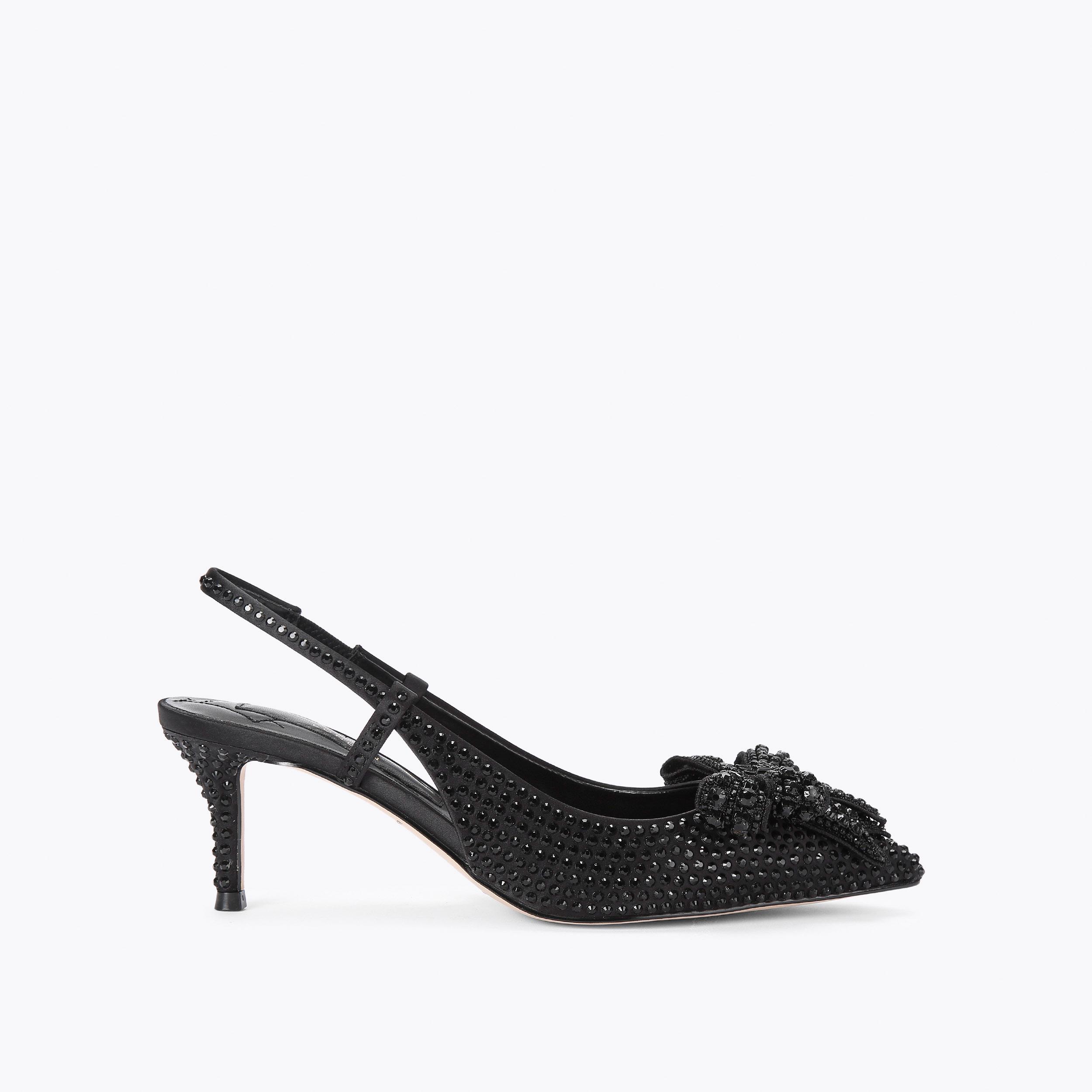 Belvia Crystal Bow Heels (Black) – LORETA