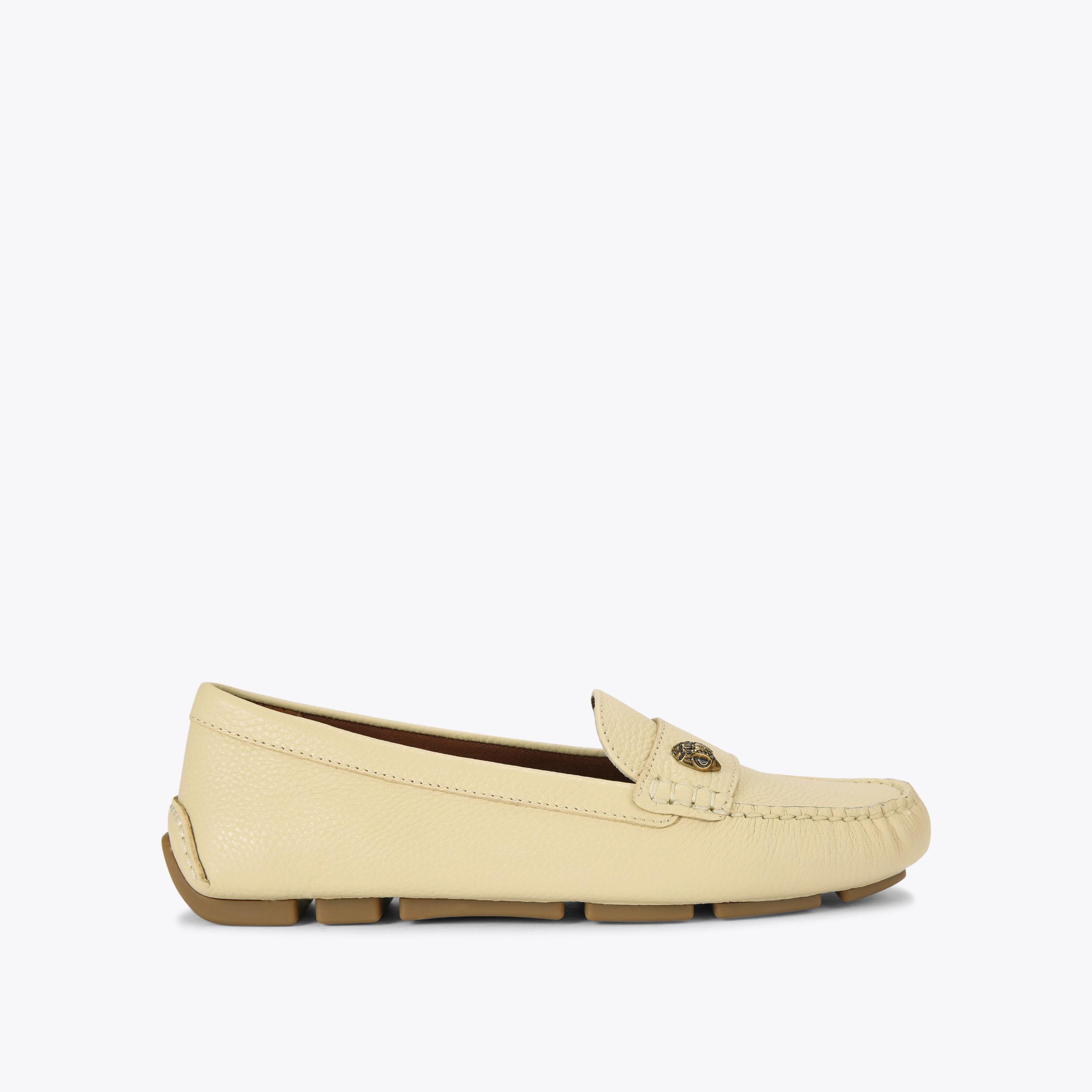 EAGLE DRIVER Cream Leather Slip On Shoes by KURT GEIGER LONDON display picture 1