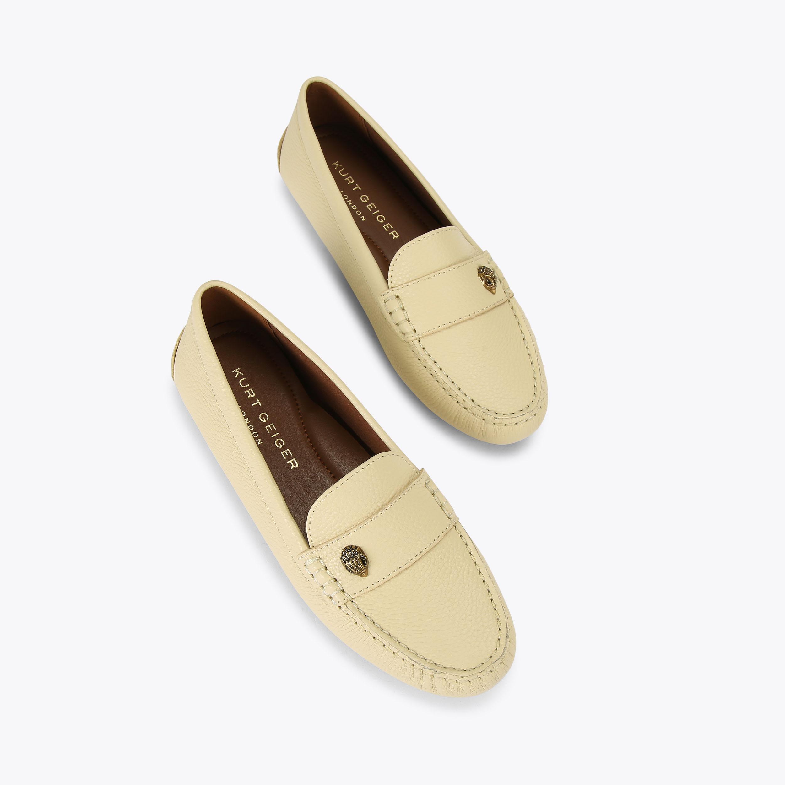 Kurt Geiger London Ali Loafers Cream Leather Embellished Eagle New   Size 45 EAGLE DRIVER Gold Slip On Loafer by KURT GEIGER LONDON main image 2
